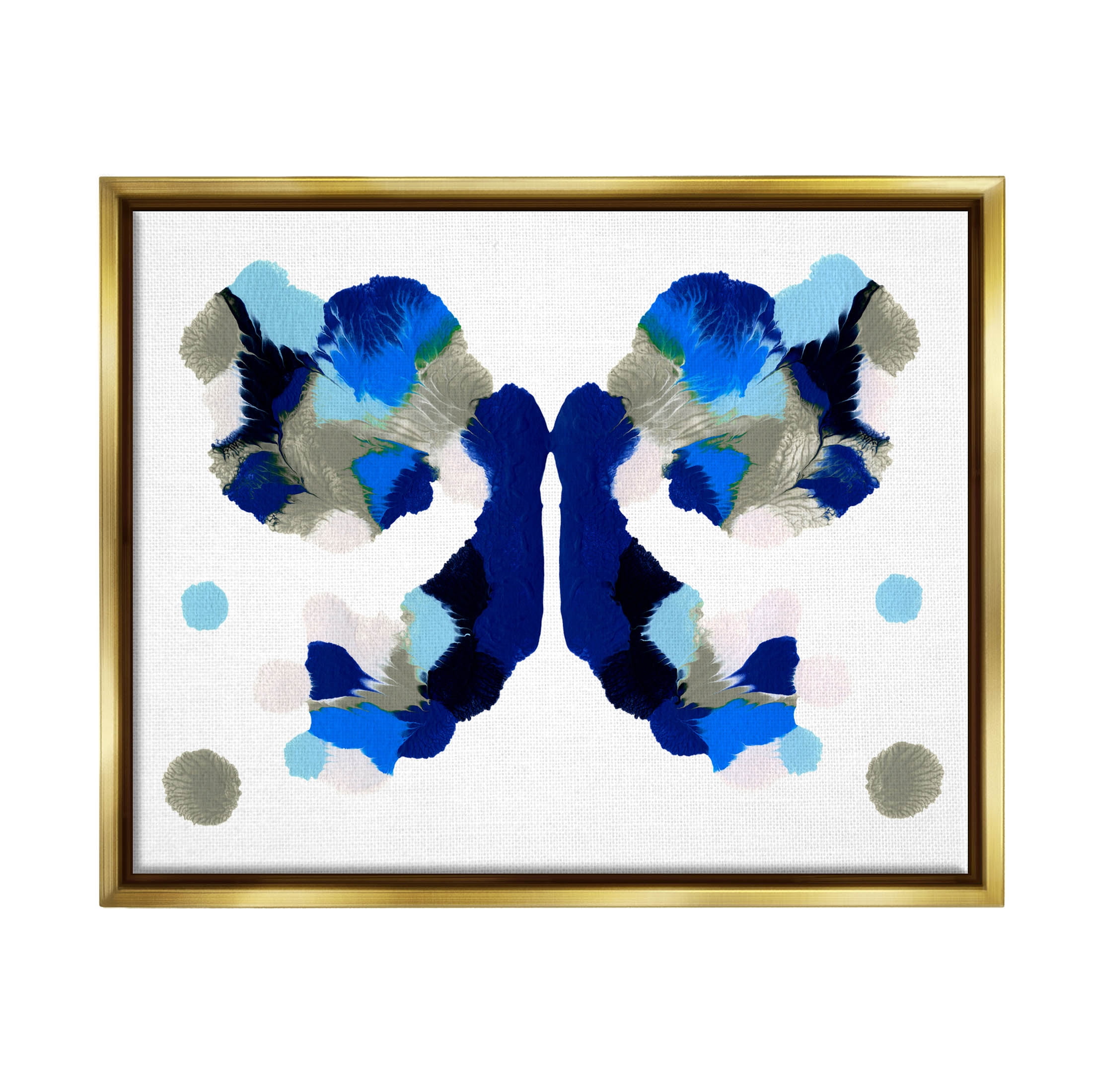 Abstract Blue and Gray Canvas Print with Gold Frame, 31" x 25"