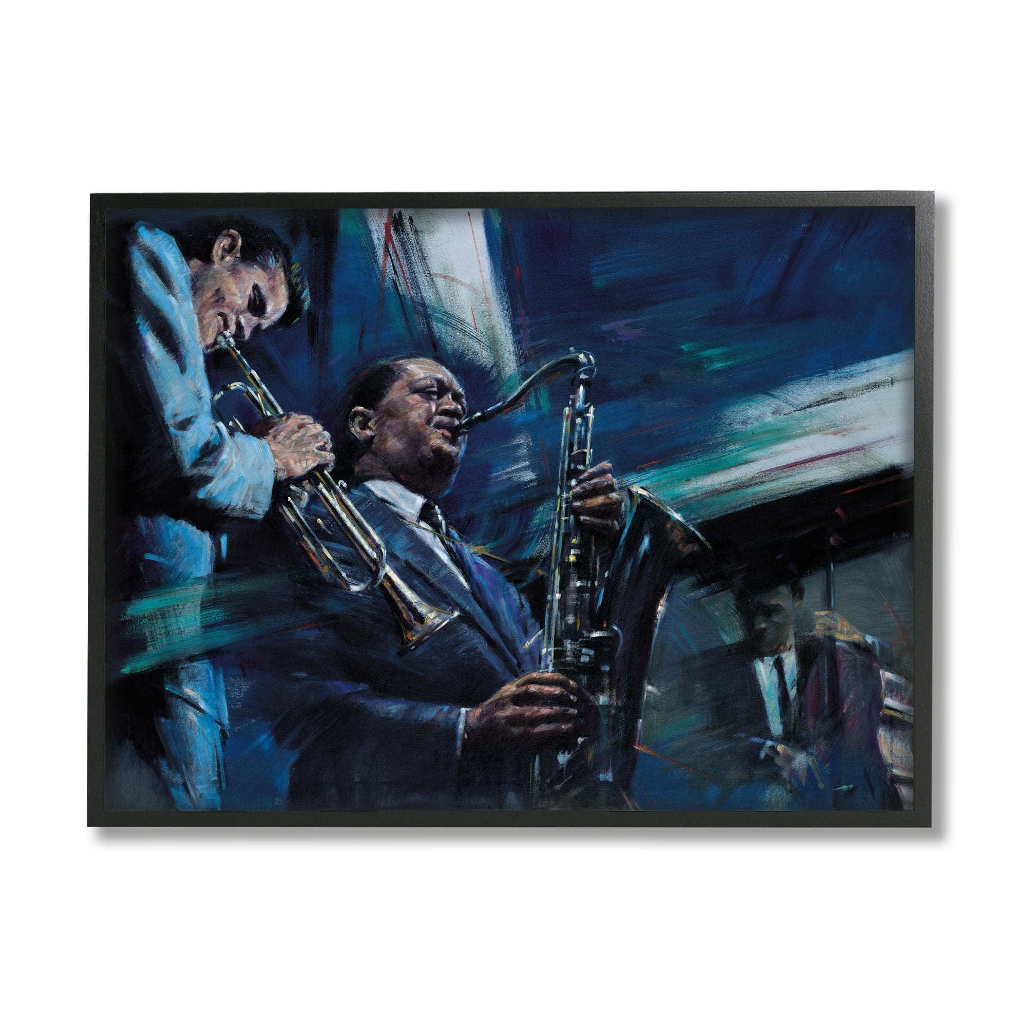 Stupell Industries Abstract Instrumental Musicians Blues Jazz Traditional Black Framed by Jin G. Kam