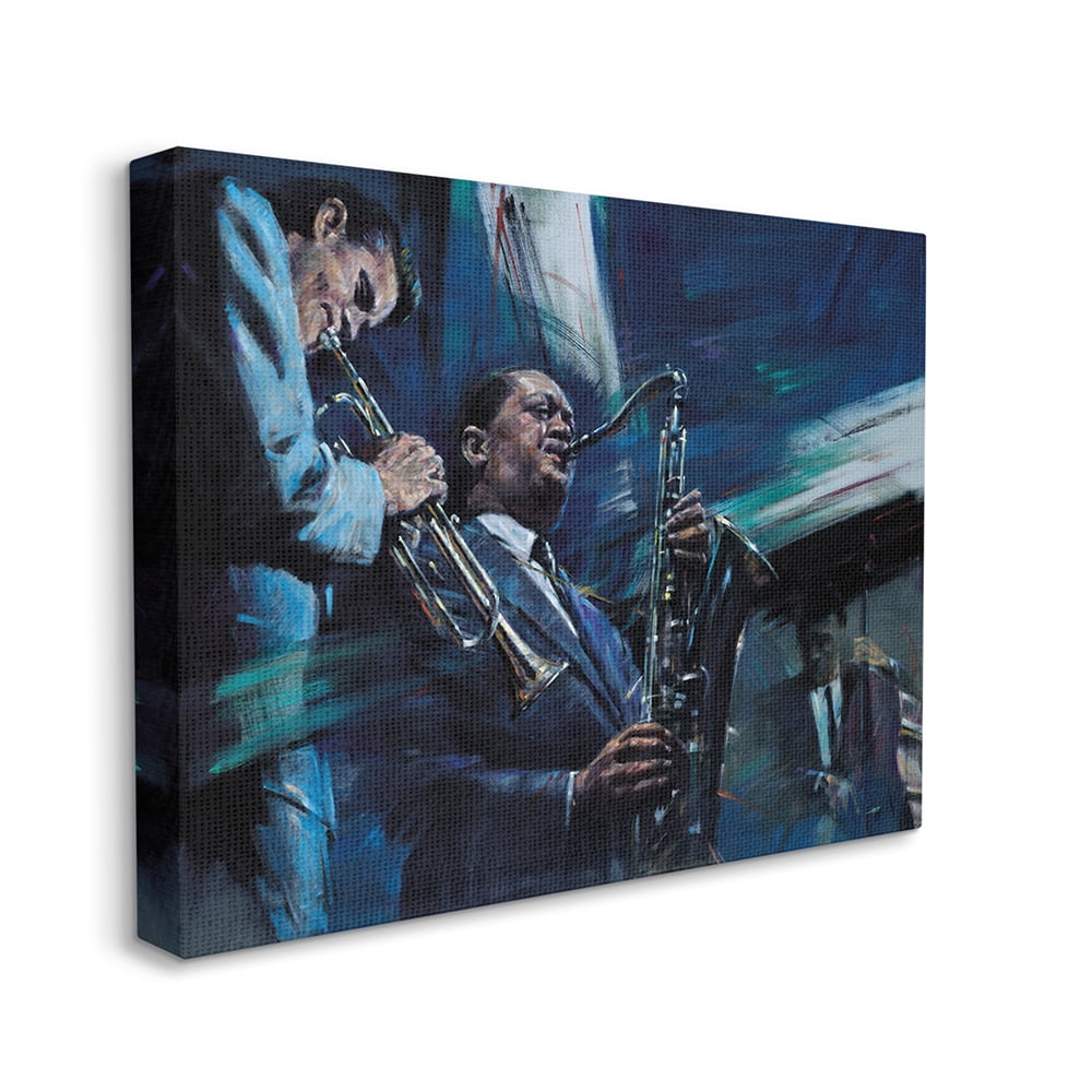 Stupell Industries Abstract Instrumental Musicians Blues Jazz Traditional Canvas Wall Art by Jin G. Kam