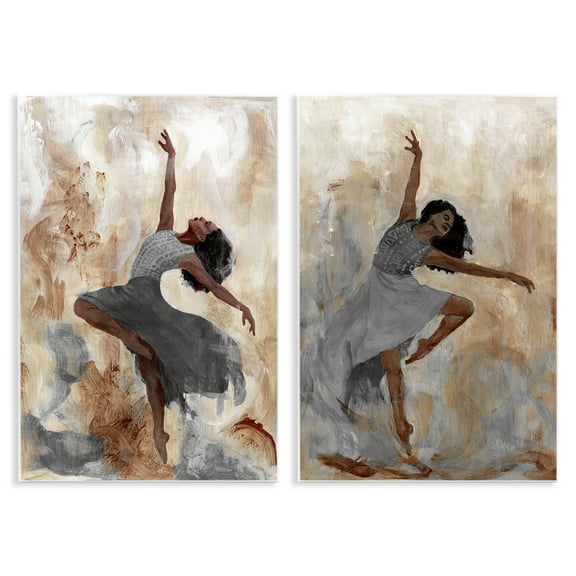 Stupell Industries Abstract Interpretive Dance Figure People Painting Unframed Art Print Wall Art, 10 x 15, Set of 2