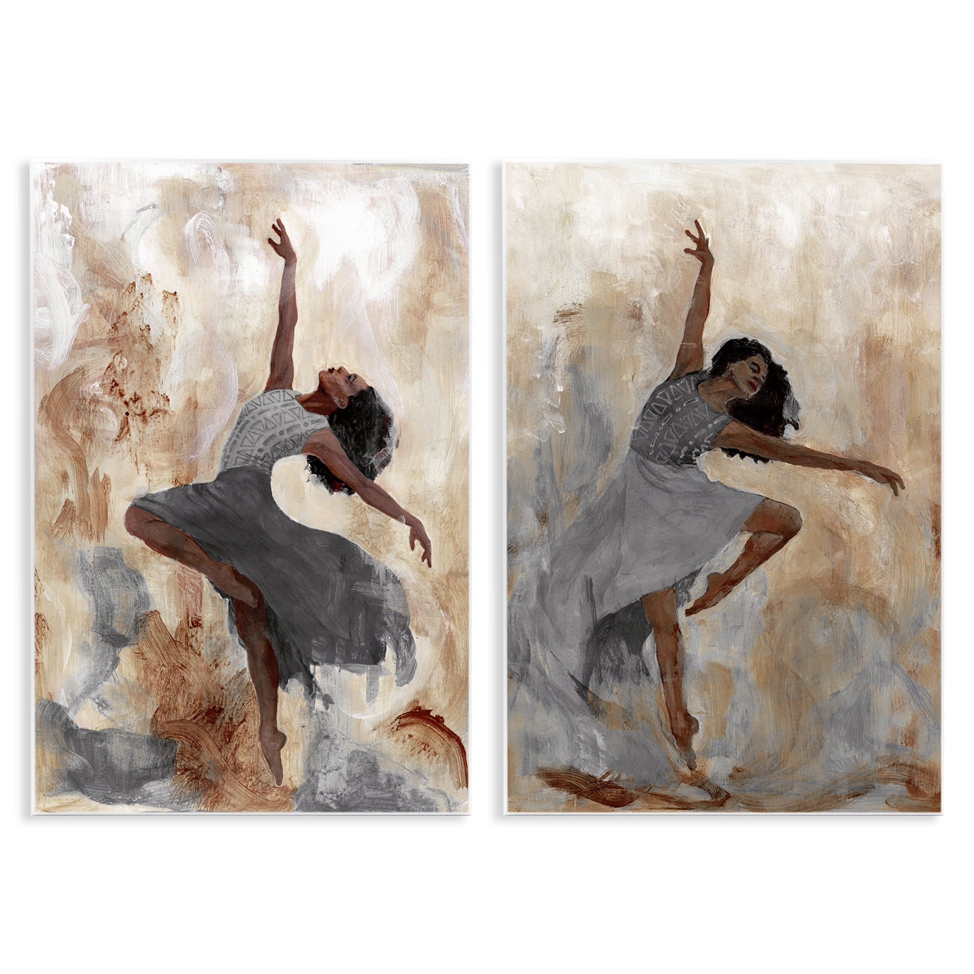 Stupell Industries Abstract Interpretive Dance Figure People Painting Unframed Art Print Wall Art, 13 x 19, Set of 2