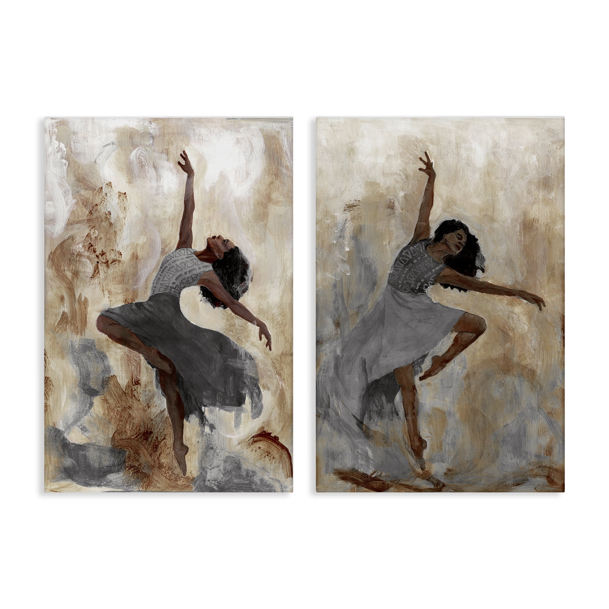 Stupell Industries Abstract Interpretive Dance Figure People Painting Wrapped Canvas Art Print Wall Art, 24 x 36, Set of 2