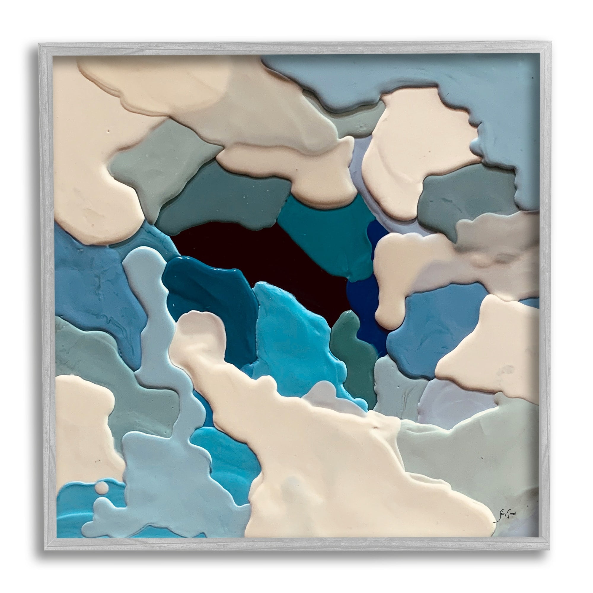 Stupell Industries Abstract Irregular Shapes Complex Layered Dripped Paint Painting Gray Framed Art Print Wall Art, Design by Stacy Gresell