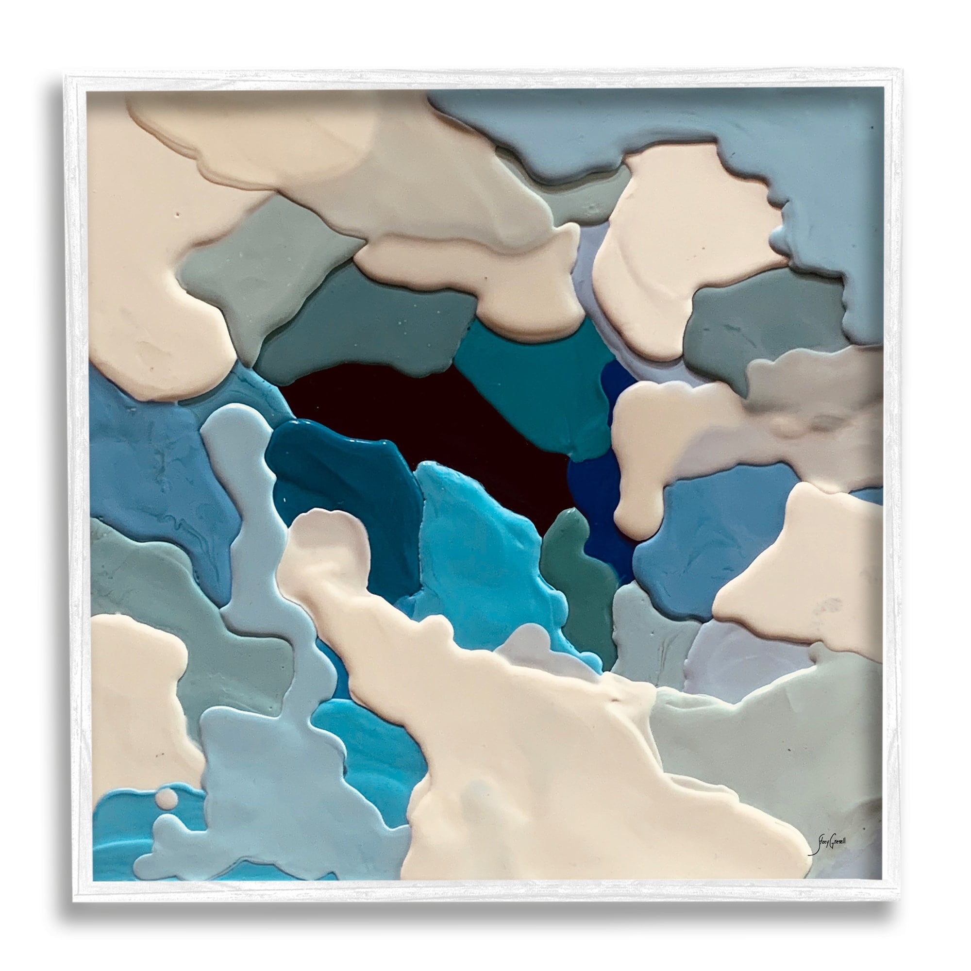 Stupell Industries Abstract Irregular Shapes Complex Layered Dripped Paint Painting White Framed Art Print Wall Art, Design by Stacy Gresell