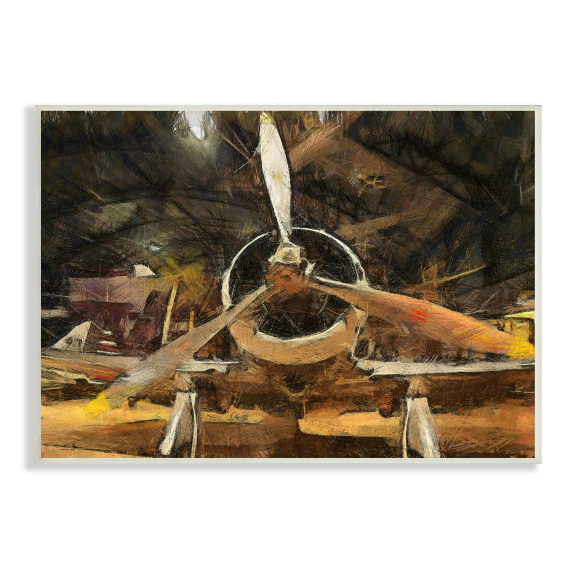 Stupell Industries Abstract Jet Plane Propeller Aircraft Hanger Scene, 19 x 13,Design by Daniel Sproul