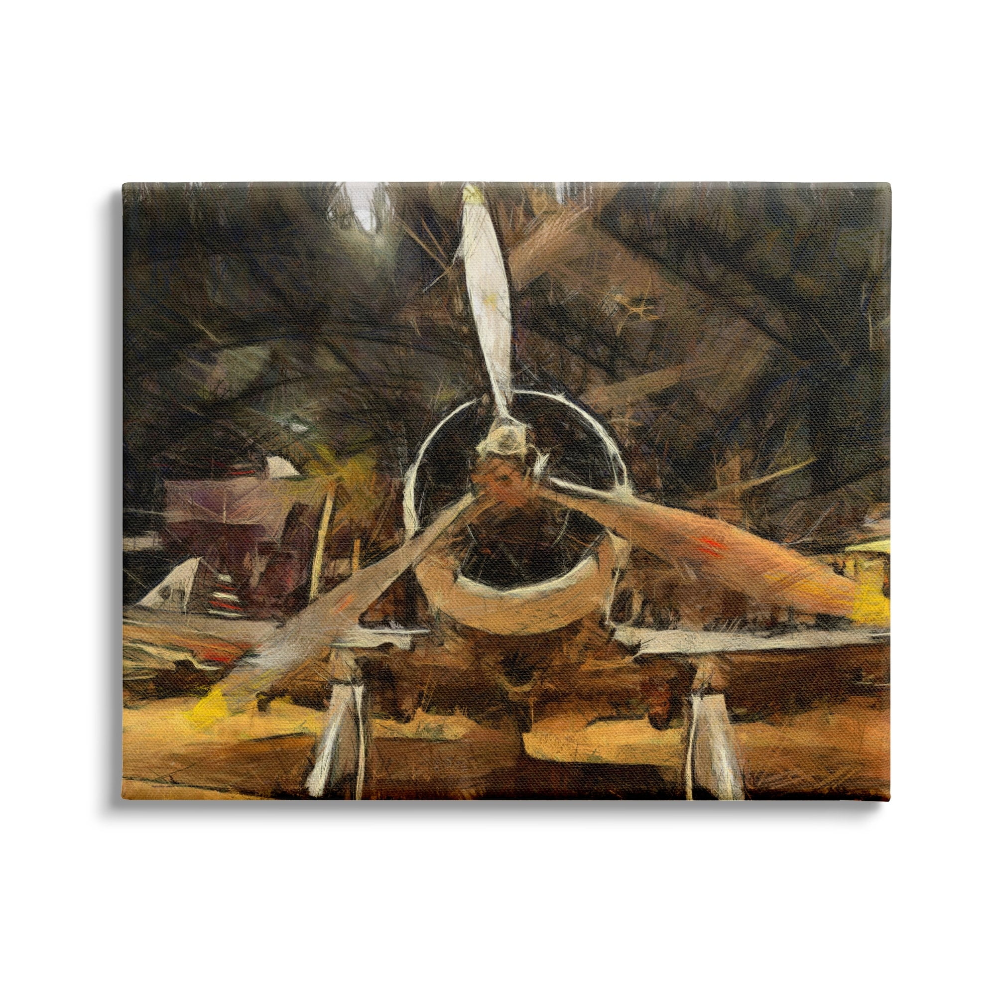Stupell Industries Abstract Jet Plane Propeller Aircraft Hanger Scene, 40 x 30,Design by Daniel Sproul