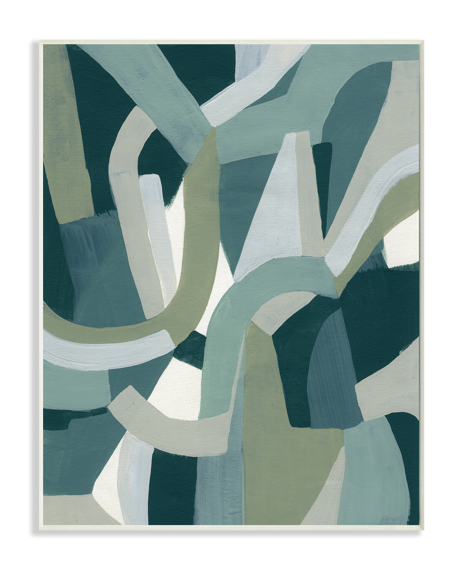 Stupell Industries Abstract Jigsaw Shapes Layered Green Limestone Wall Plaque, 10 x 15, Design by June Erica Vess