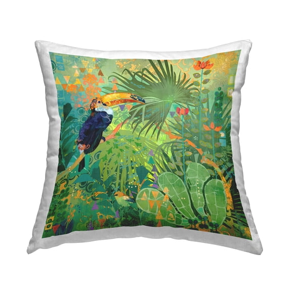 Stupell Industries Abstract Jungle Toucan Decorative Printed Throw Pillow, 18 x 18
