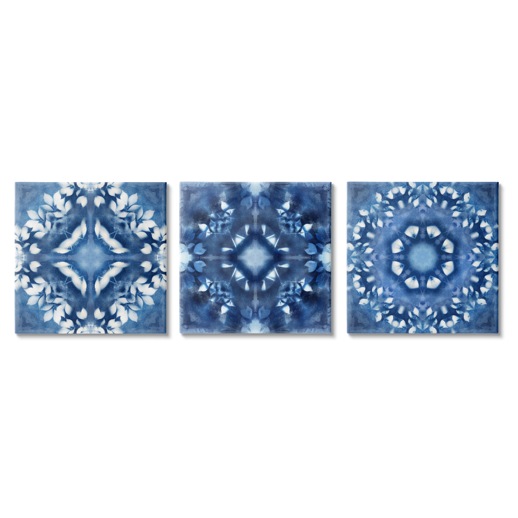 Stupell Industries Abstract Kaleidoscope Blue Tie Dye Patterns Fractal Shapes, 17 x 17, Design by Nan