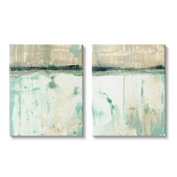 Stupell Industries Abstract Lake Landscape Organic Blue Green Design Canvas Wall Art by Jennifer Goldberger
