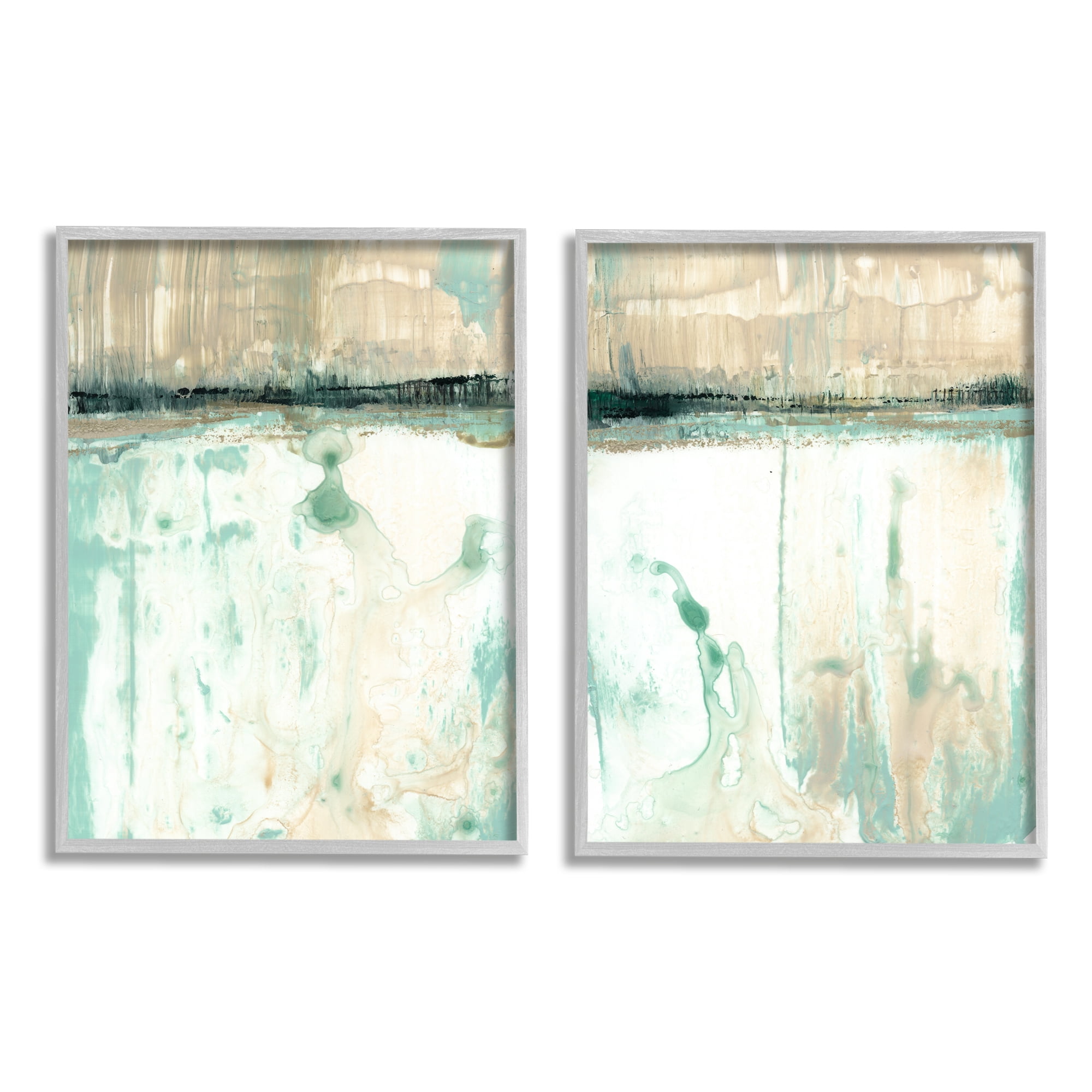 Stupell Industries Abstract Lake Landscape Organic Blue Green Design Gray Framed by Jennifer Goldberger