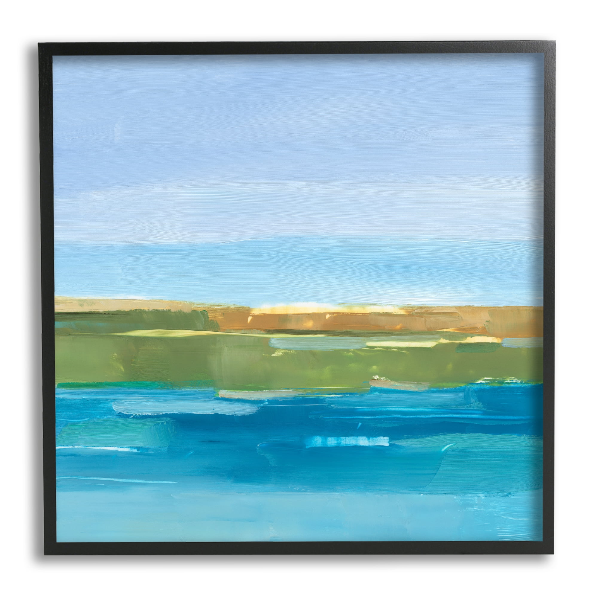 Stupell Industries Abstract Lake Scenery Abstract Painting Black Framed Art Print Wall Art, 24 x 24