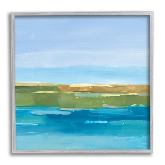 Stupell Industries Abstract Lake Scenery Abstract Painting Gray Framed Art Print Wall Art, 17 x 17