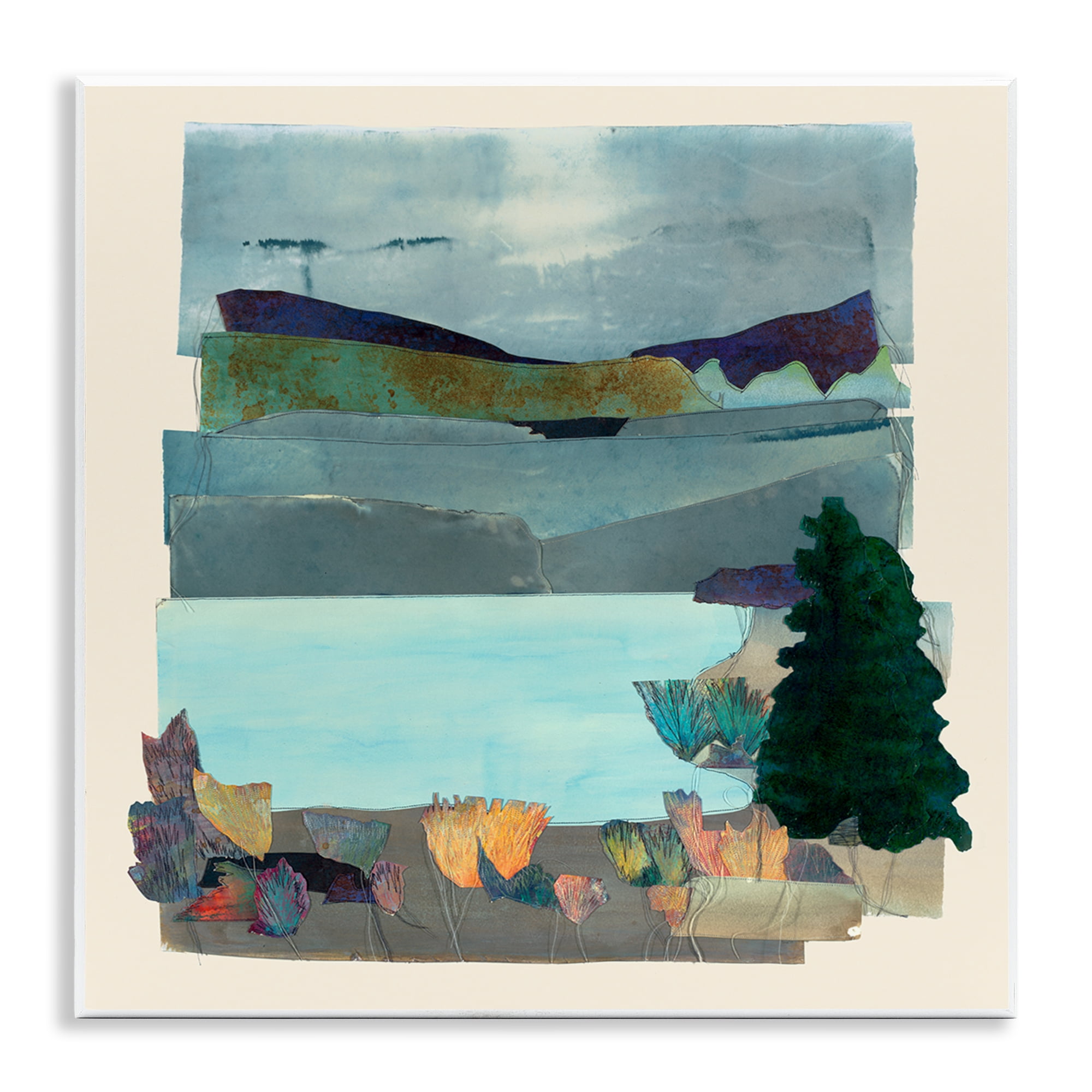 Stupell Industries Abstract Lake View Scene Abstract Painting Unframed Art Print Wall Art, 12 x 12