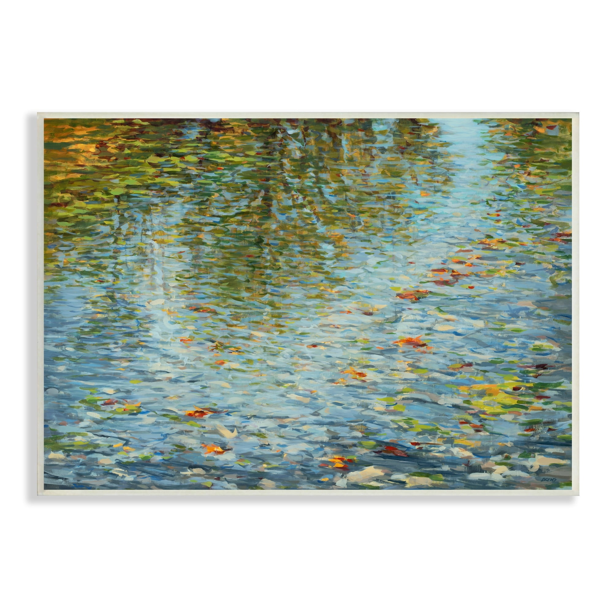Stupell Industries Abstract Lake Water Reflection Expressive Summer Pond Leaves, 15 x 10,Design by Scott Brems