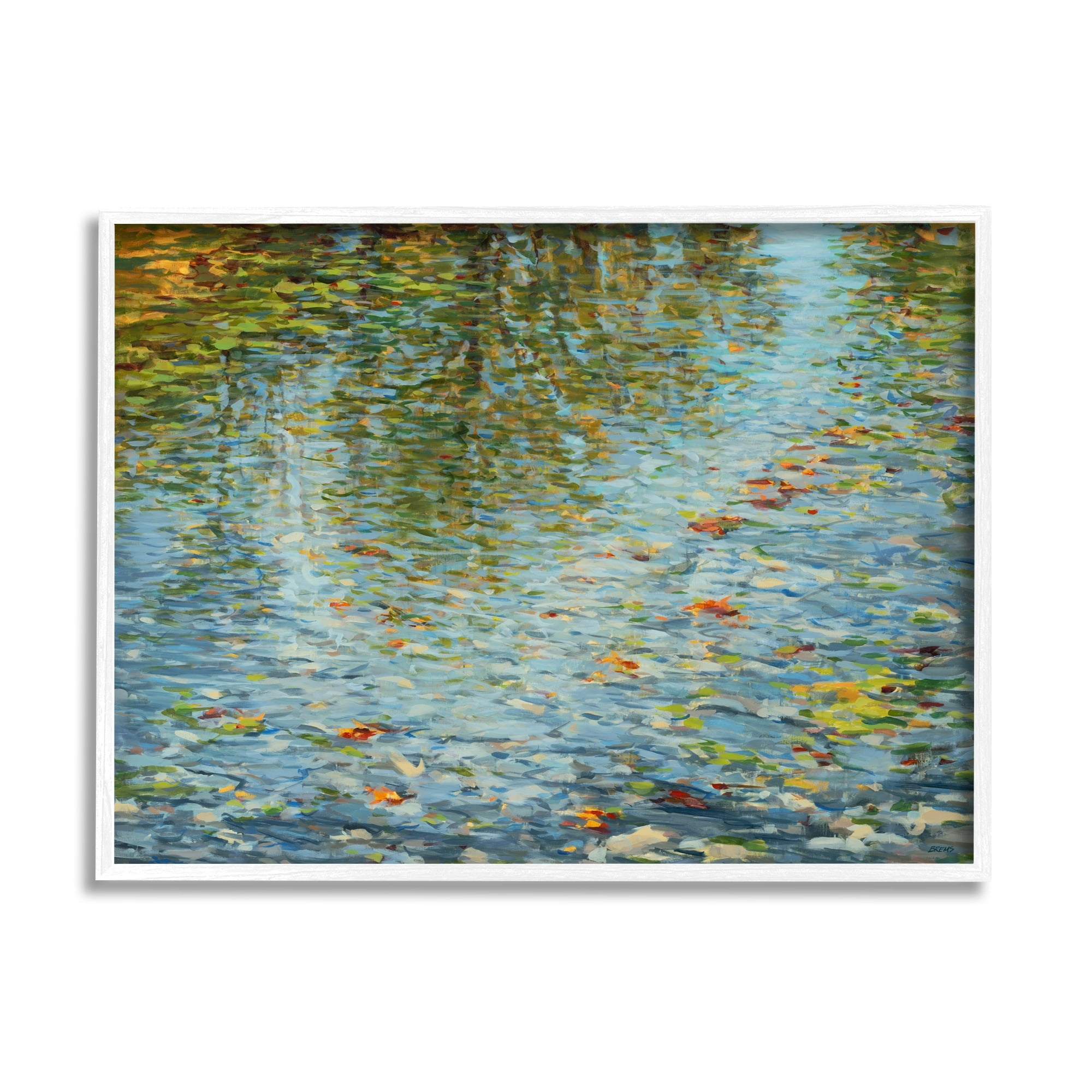Stupell Industries Abstract Lake Water Reflection Expressive Summer Pond Leaves, 20 x 16,Design by Scott Brems