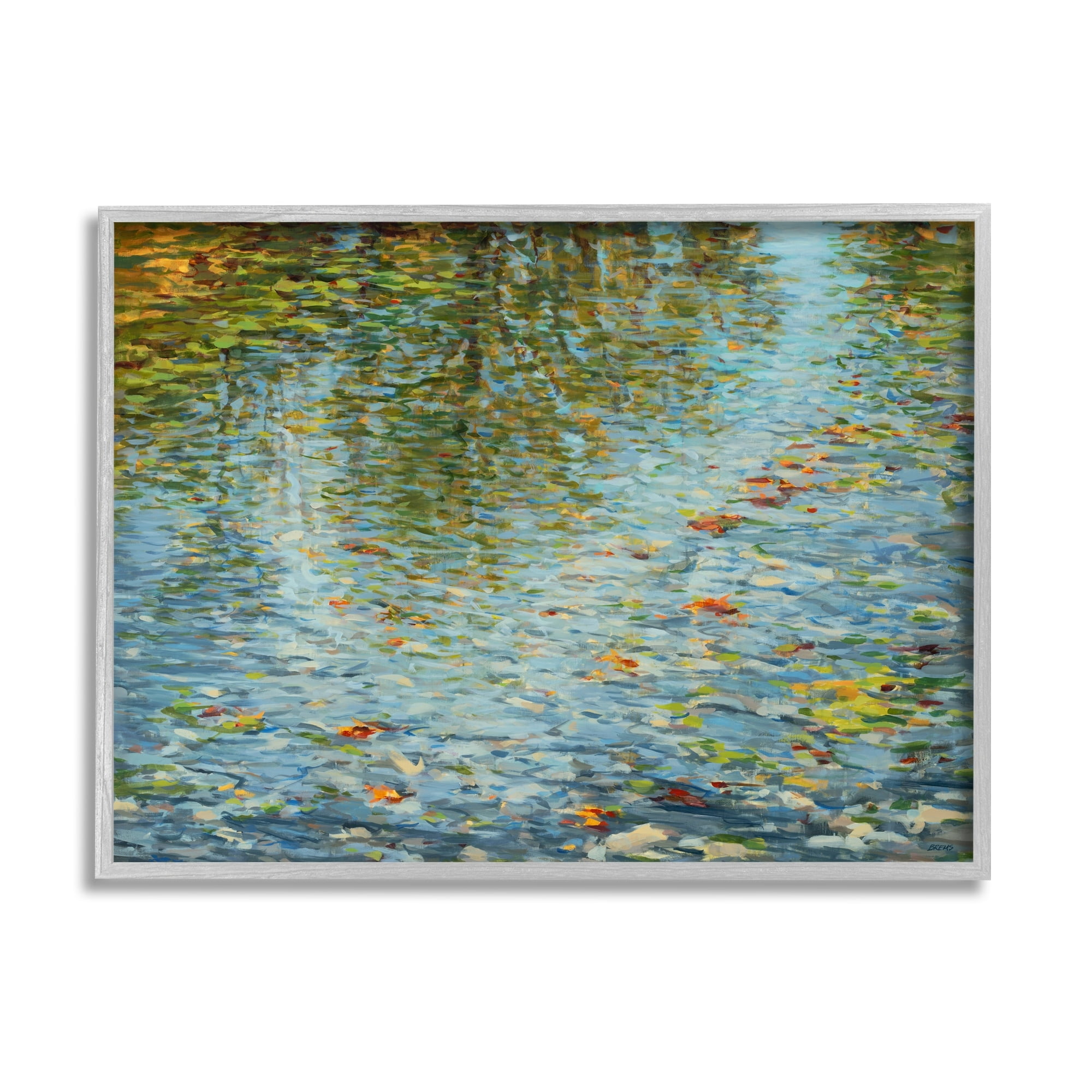 Stupell Industries Abstract Lake Water Reflection Expressive Summer Pond Leaves, 20 x 16,Design by Scott Brems