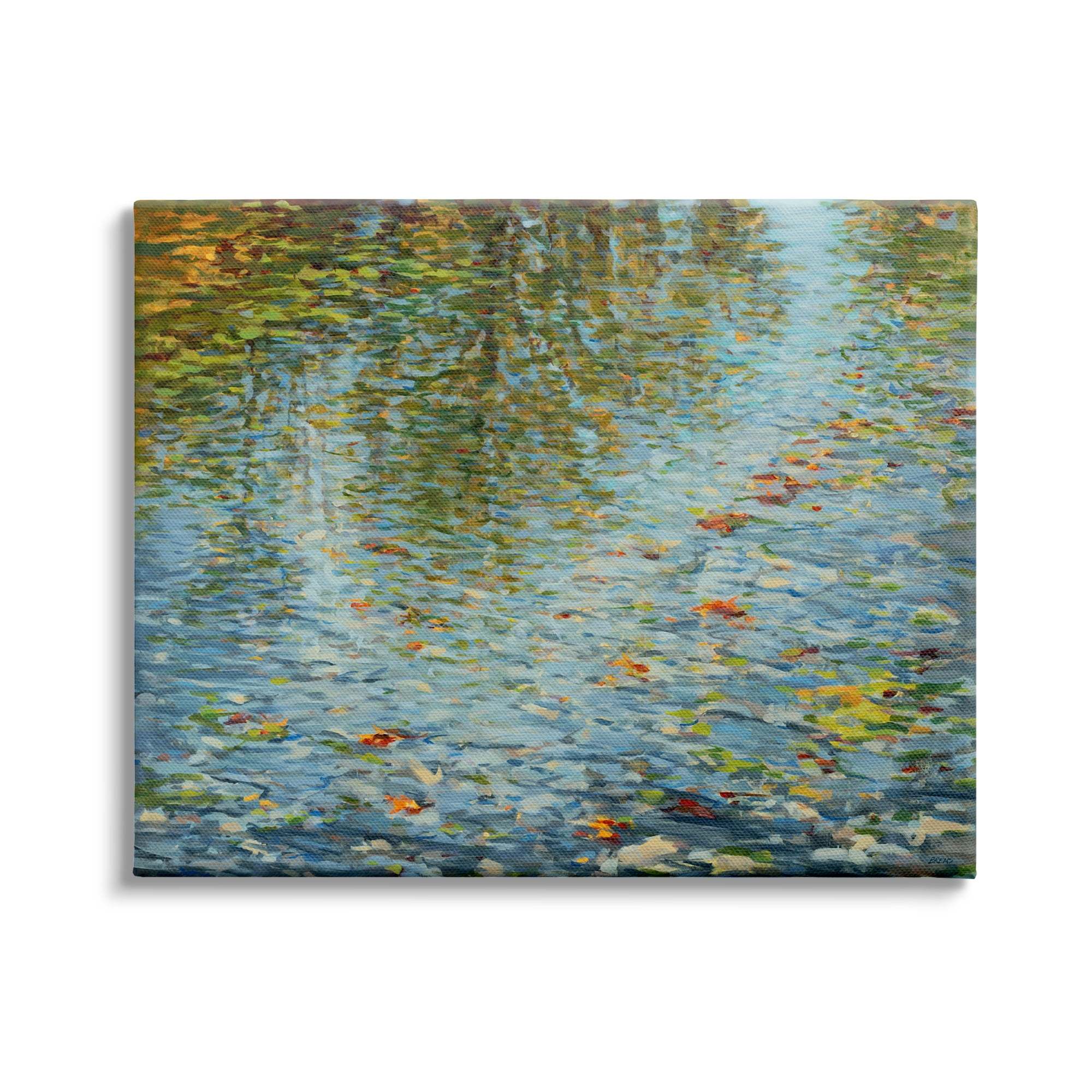 Stupell Industries Abstract Lake Water Reflection Expressive Summer Pond Leaves, 48 x 36,Design by Scott Brems