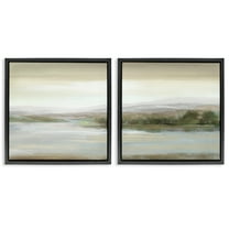 Stupell Industries Abstract Lakeside Landscape Landscape & Nature Painting Black Floater Framed Canvas Art Print Wall Art, 18 x 18, Set of 2