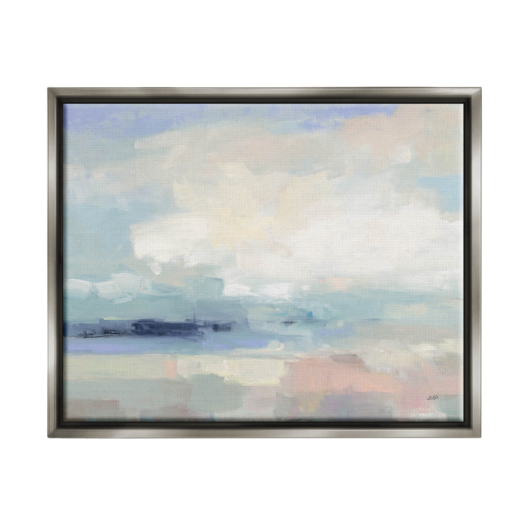 Stupell Industries Abstract Landscape Clouds Scene Painting Luster Gray Floating Framed Canvas Print Wall Art, Design by Julia Purinton