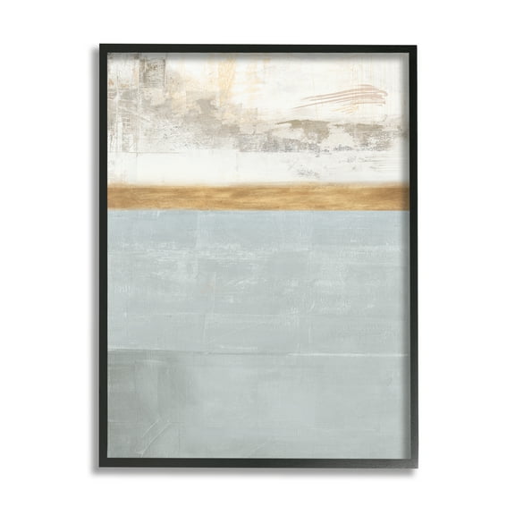 Stupell Industries Abstract Landscape Layered Blocks Grey Brown Off-White Abstract Painting Black Framed Art Print Wall Art, 16 x 20