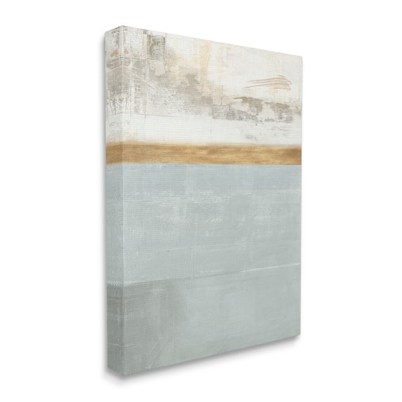 Stupell Industries Abstract Landscape Layered Blocks Grey Brown Off-White Abstract Painting Gallery Wrapped Canvas Print Wall Art, 36 x 48