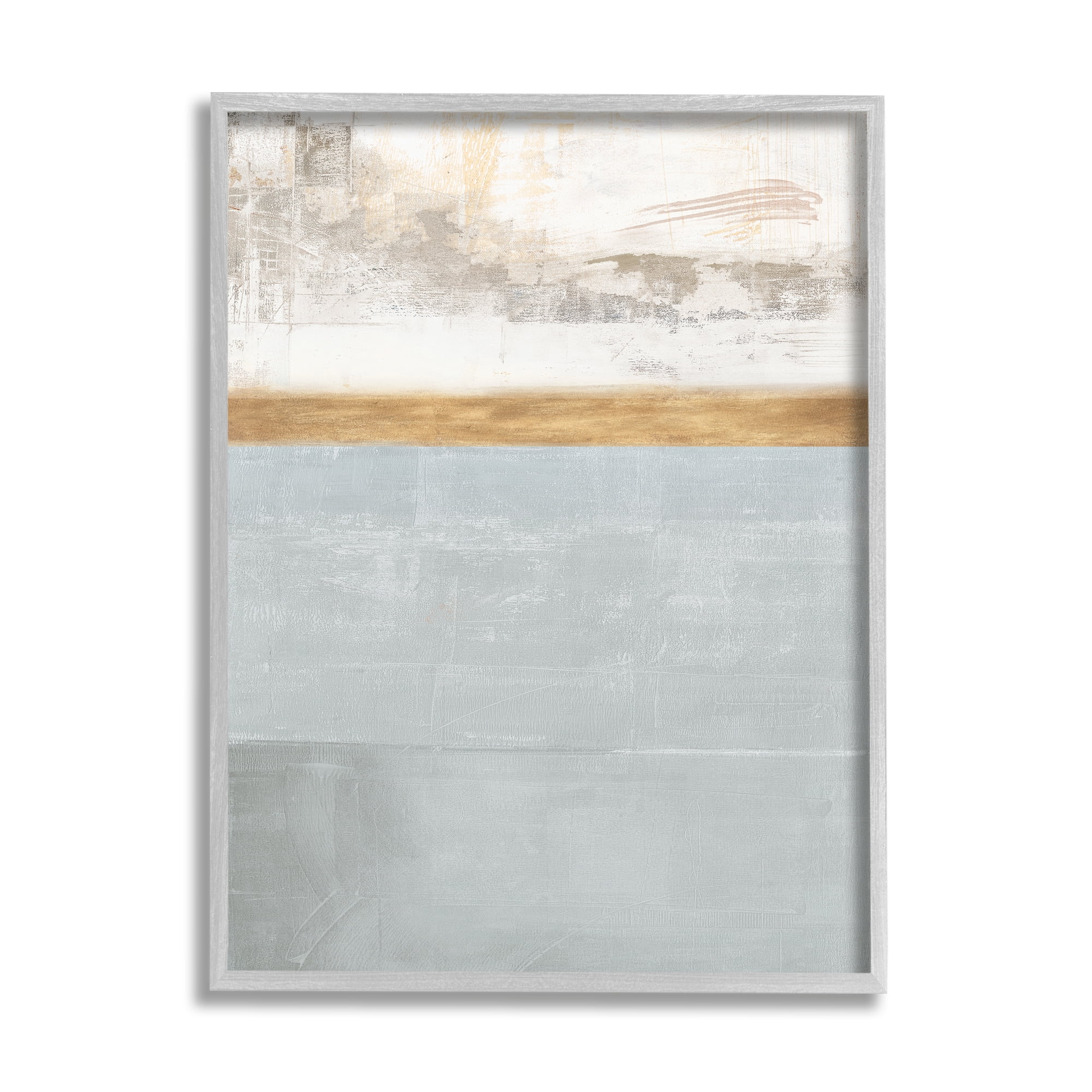 Abstract Landscape Gray Brown Off-White Canvas Print with Gray Frame