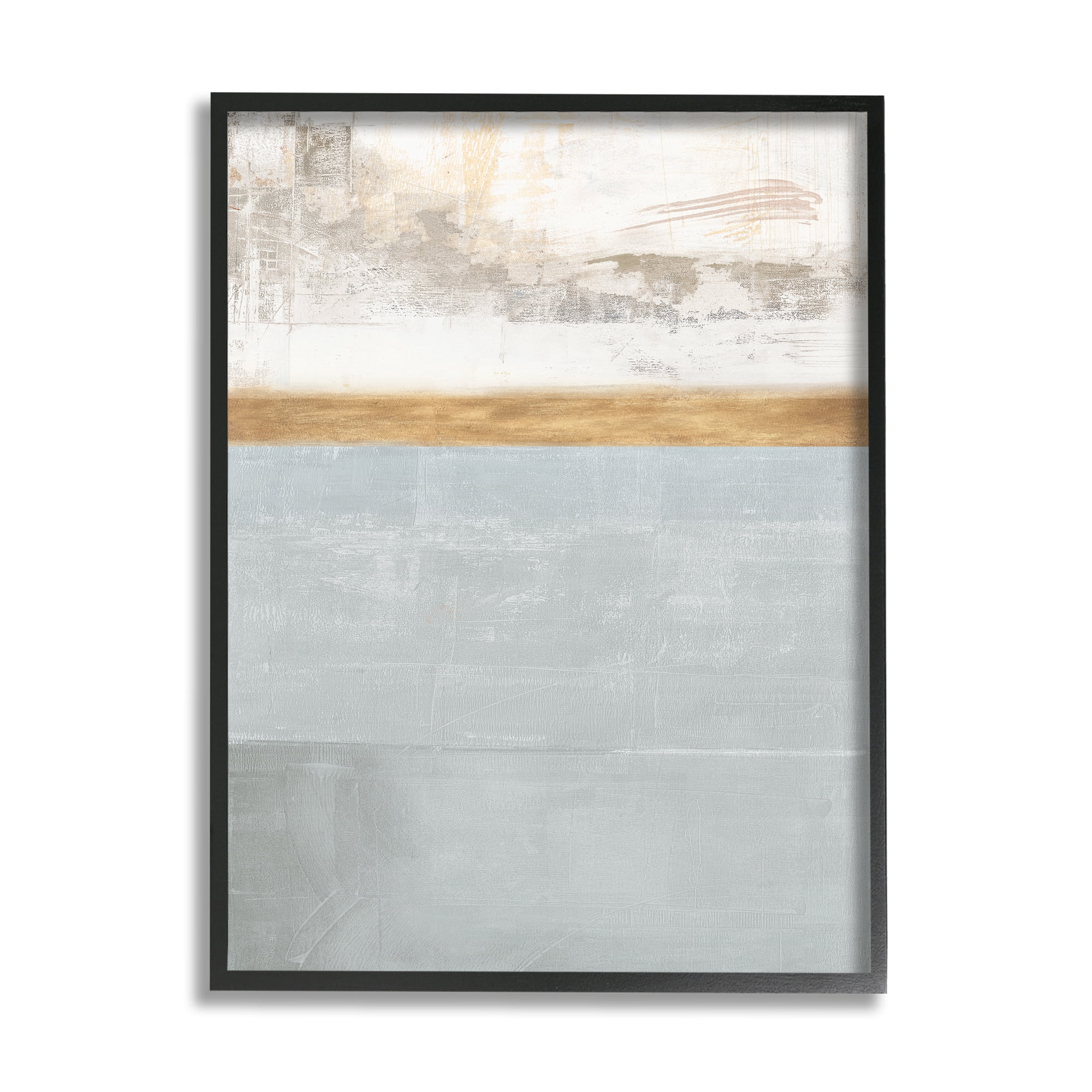 Stupell Industries Abstract Landscape Layered Blocks Grey Brown Off-White Global Painting Black Framed Art Print Wall Art, 24 x 30, Design by Dan Meneely