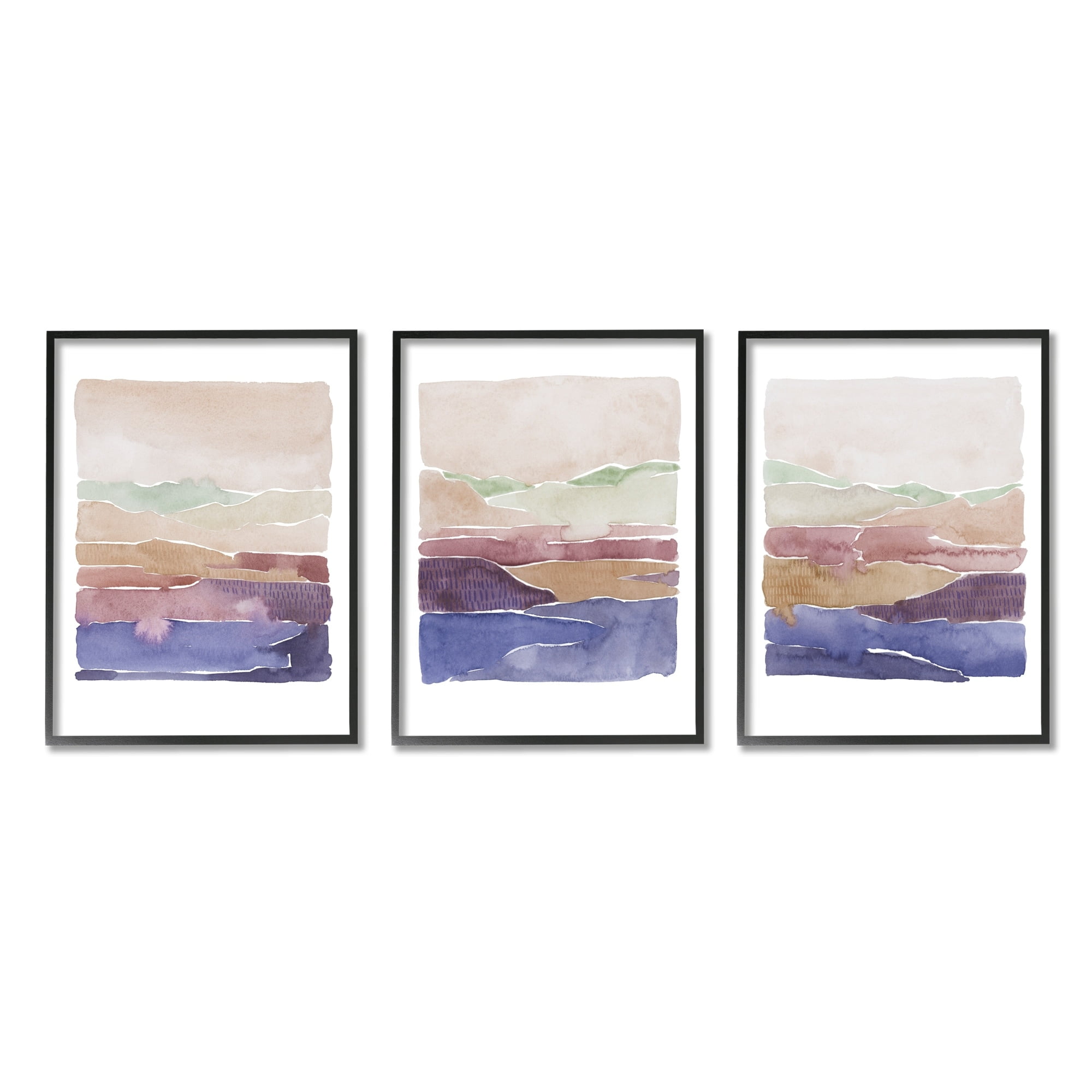 Stupell Industries Abstract Landscape Nature Scene Vivid Rural Hills Painting Black Framed Art Print Wall Art, Set of 3, Design by Grace Popp