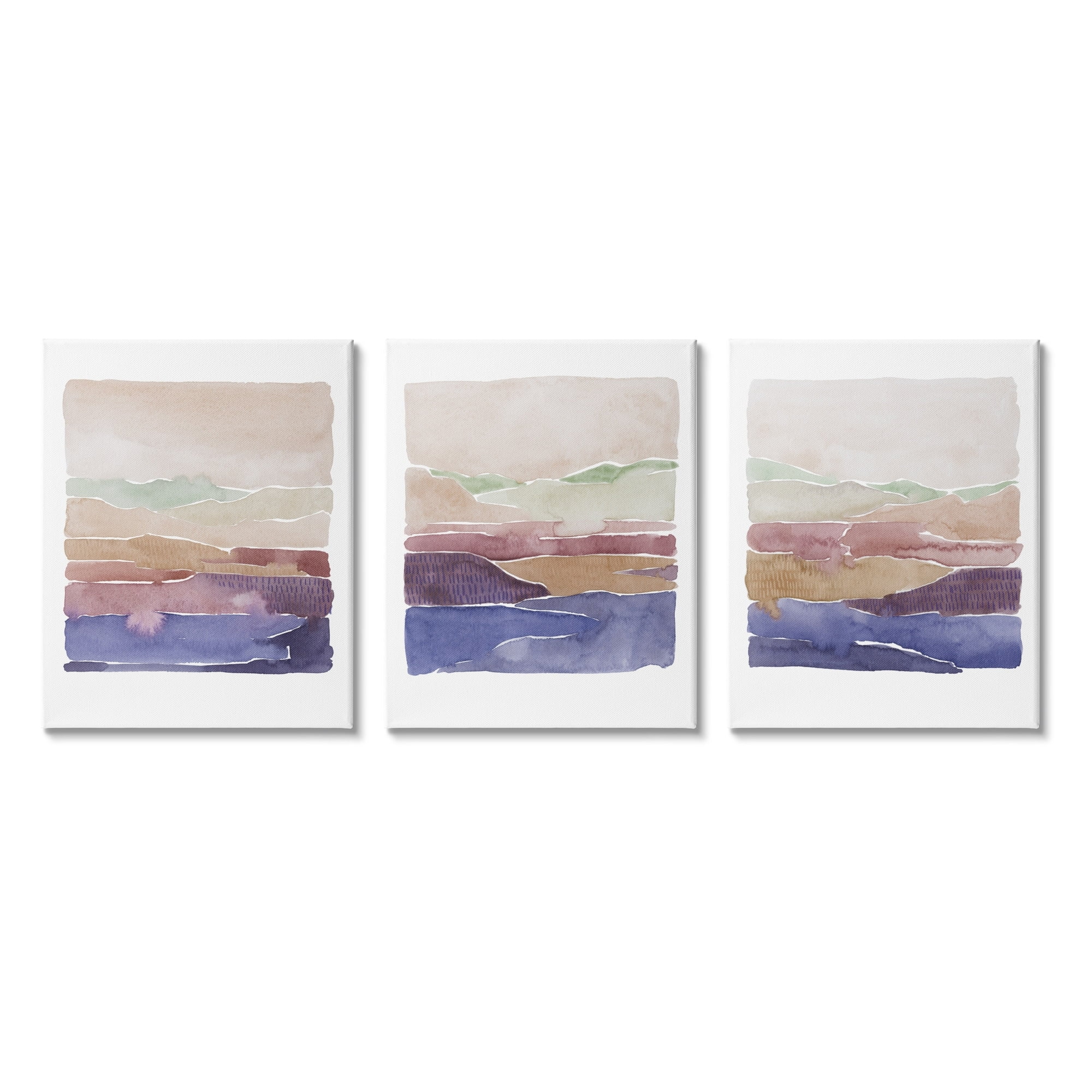 Stupell Industries Abstract Landscape Nature Scene Vivid Rural Hills Painting Gallery Wrapped Canvas Print Wall Art, Set of 3, Design by Grace Popp