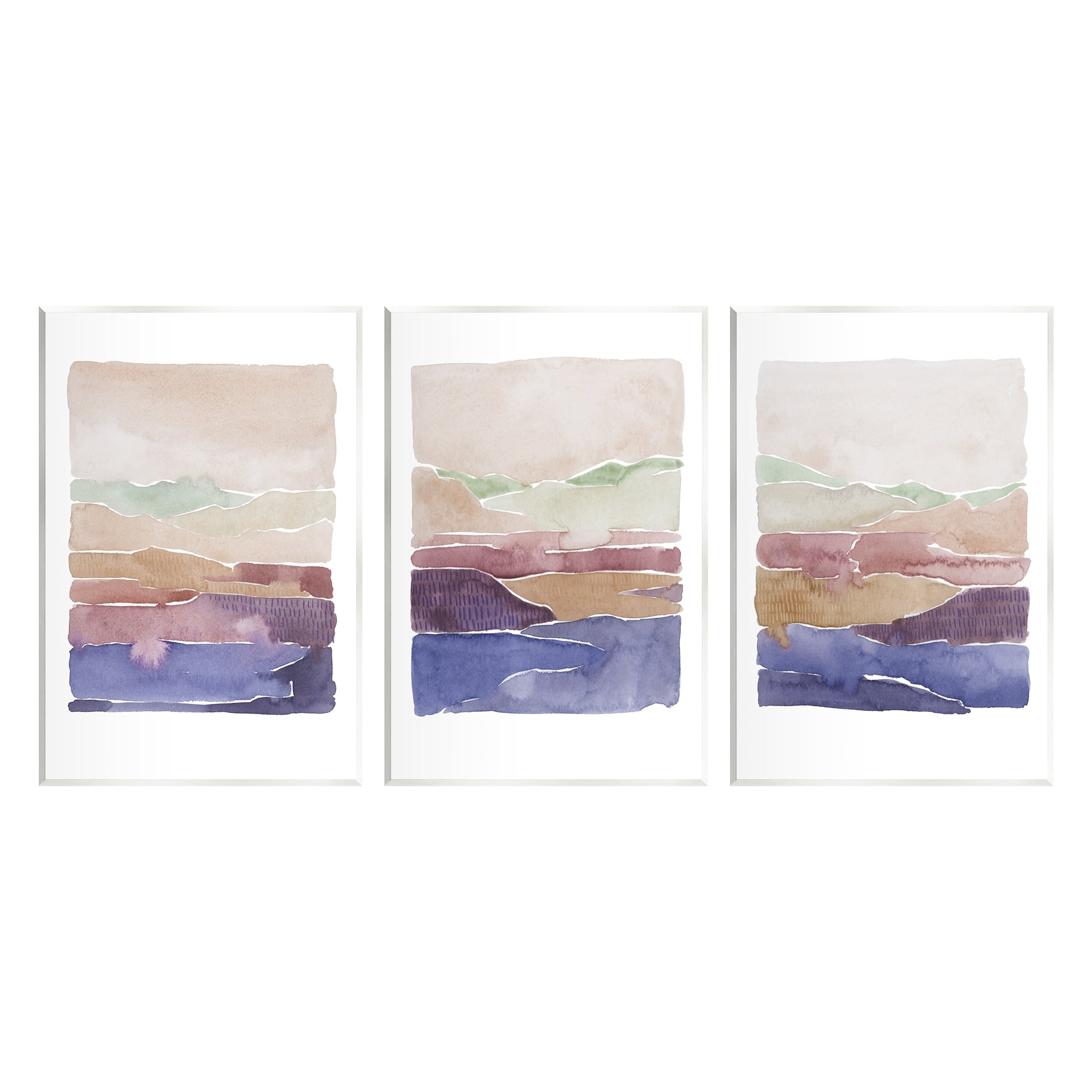 Stupell Industries Abstract Landscape Nature Scene Vivid Rural Hills Painting Unframed Art Print Wall Art, Set of 3, Design by Grace Popp