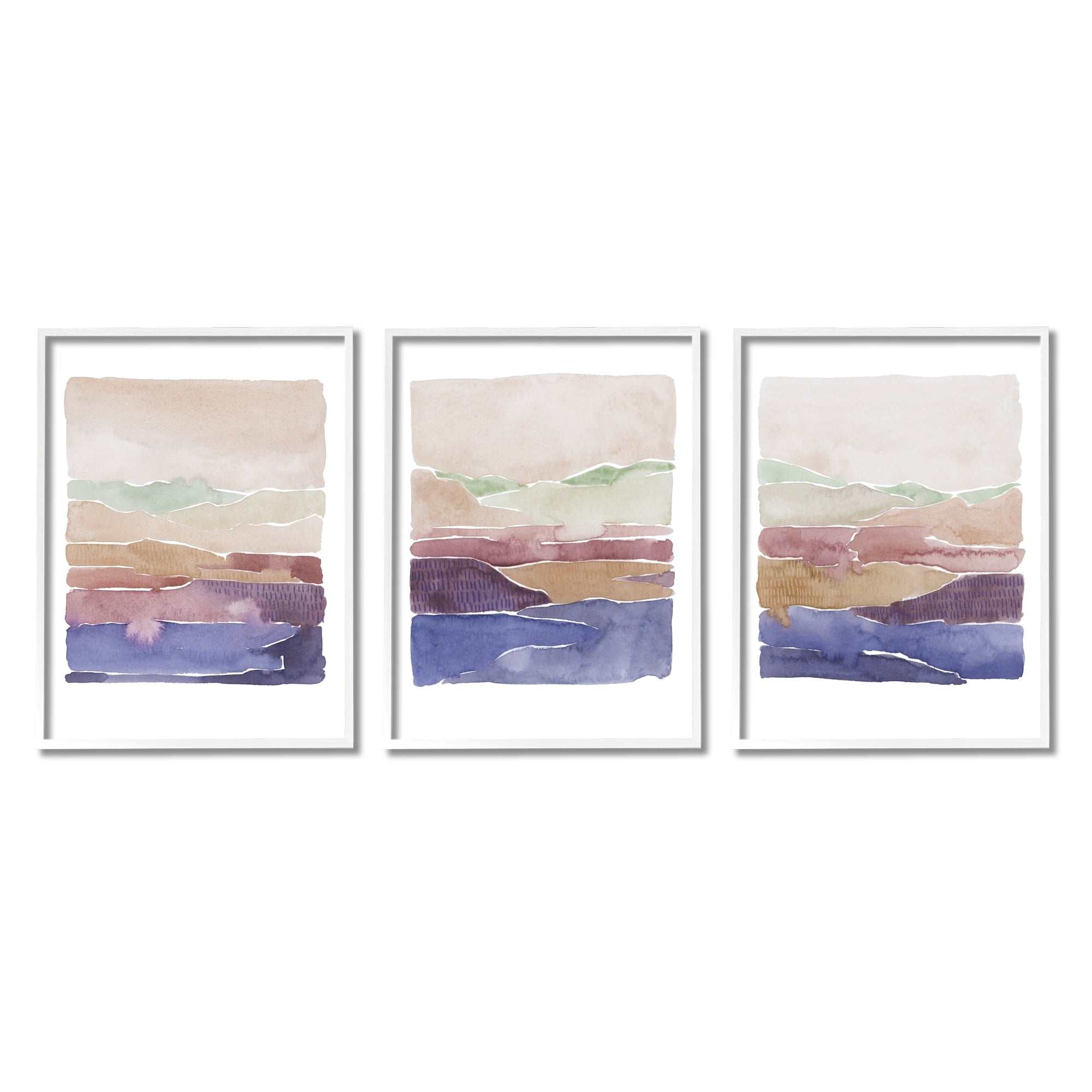 Stupell Industries Abstract Landscape Nature Scene Vivid Rural Hills Painting White Framed Art Print Wall Art, Set of 3, Design by Grace Popp
