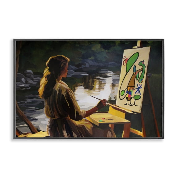 Stupell Industries Abstract Landscape Painter's Easel Black Framed Giclee Art design by Keith Thomson, 16 x 24