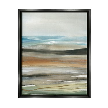 Stupell Industries Abstract Landscape Painting Abstract Painting Black Floater Framed Art Print Wall Art