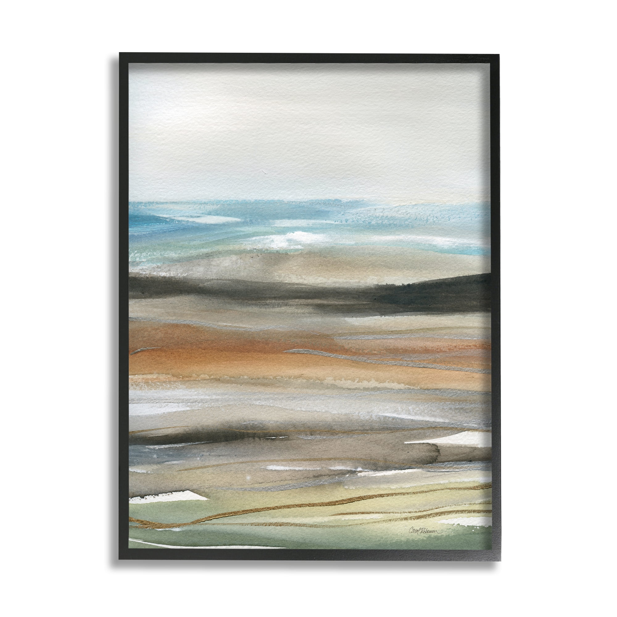 Stupell Industries Abstract Landscape Painting Abstract Painting Black Framed Art Print Wall Art