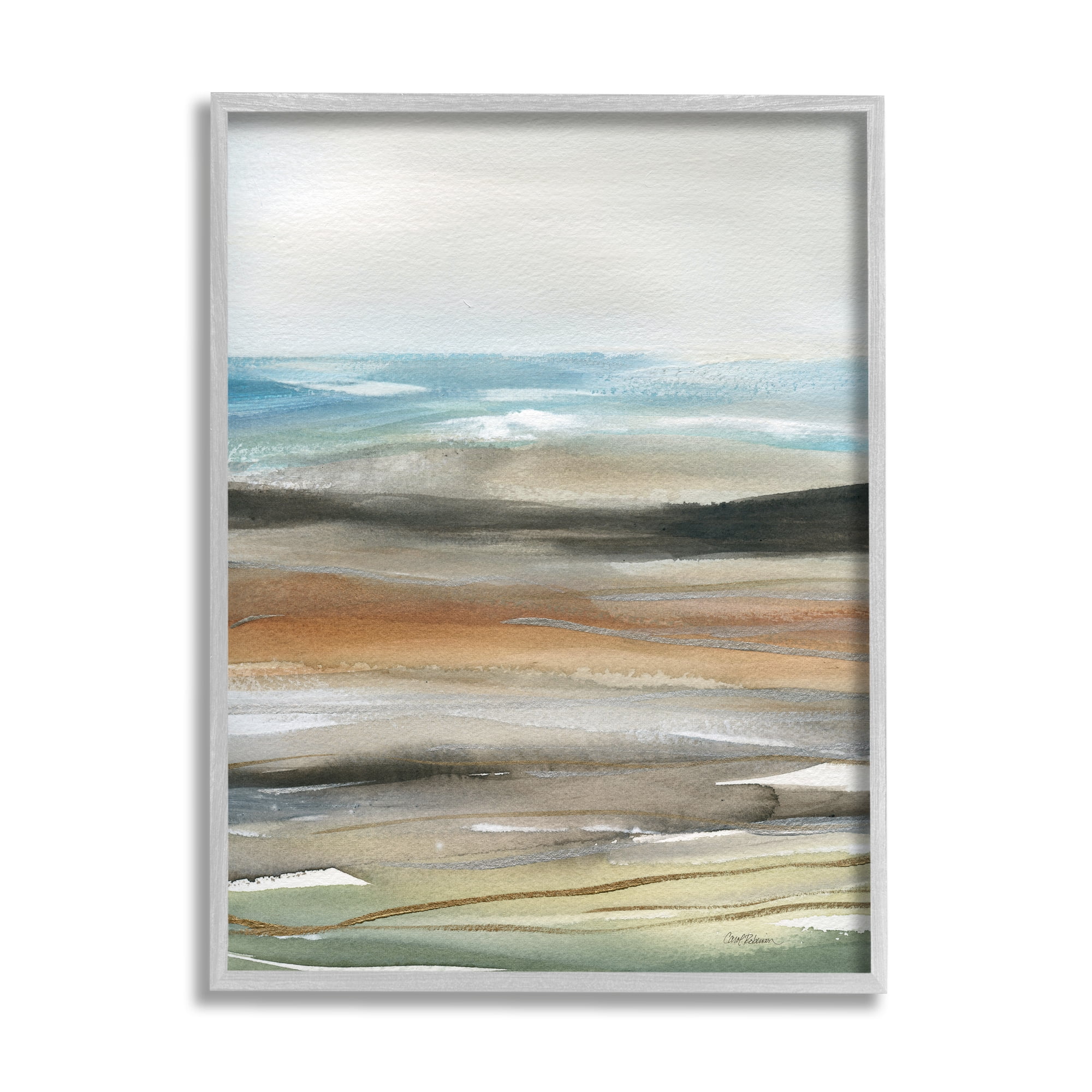 Stupell Industries Abstract Landscape Painting Abstract Painting Gray Framed Art Print Wall Art