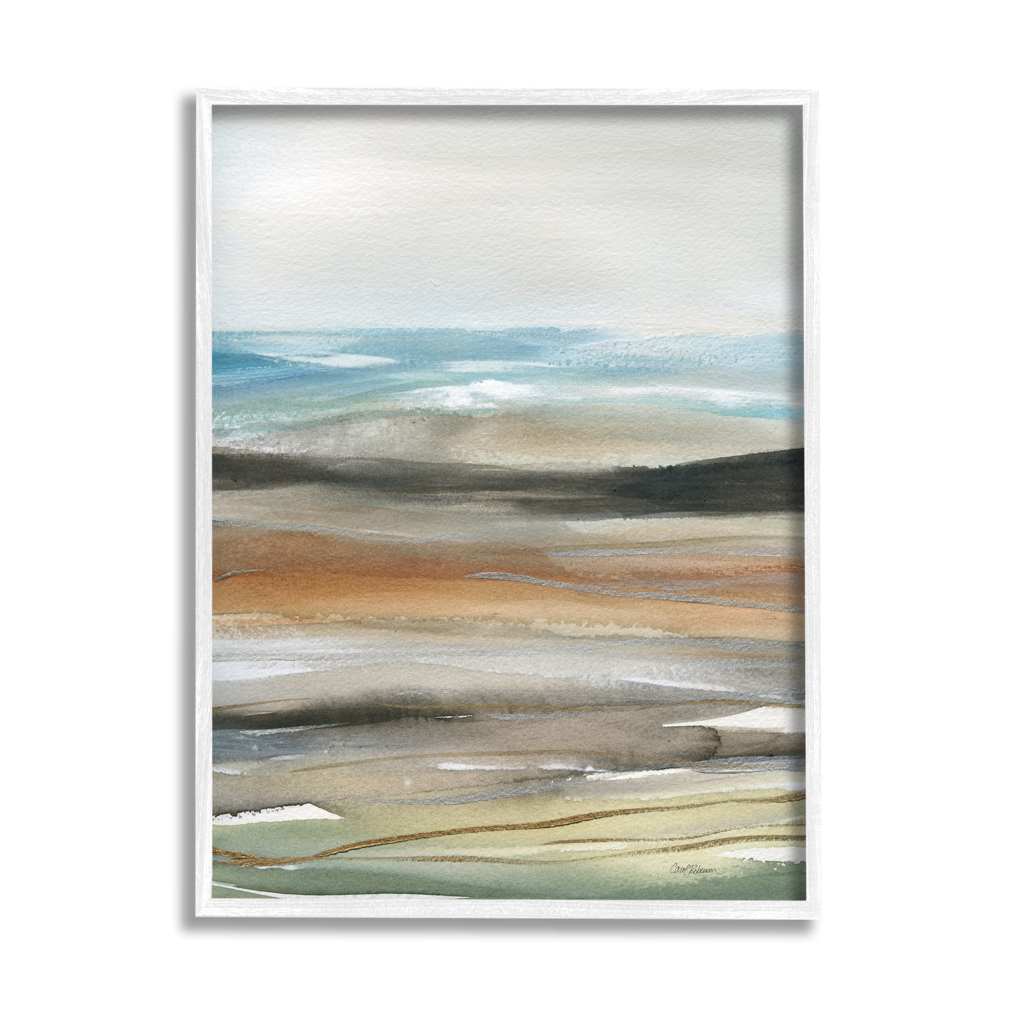 White Framed Abstract Landscape Canvas Print, 24 x 30
