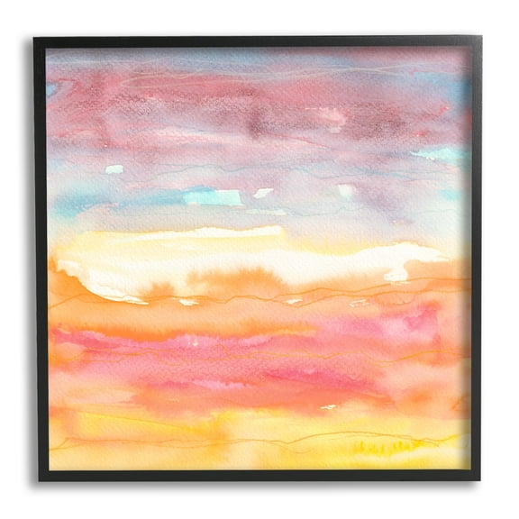 Stupell Industries Abstract Landscape Red Orange Sun Rays Watercolor Painting Black Framed Art Print Wall Art, Design by Elvira Errico