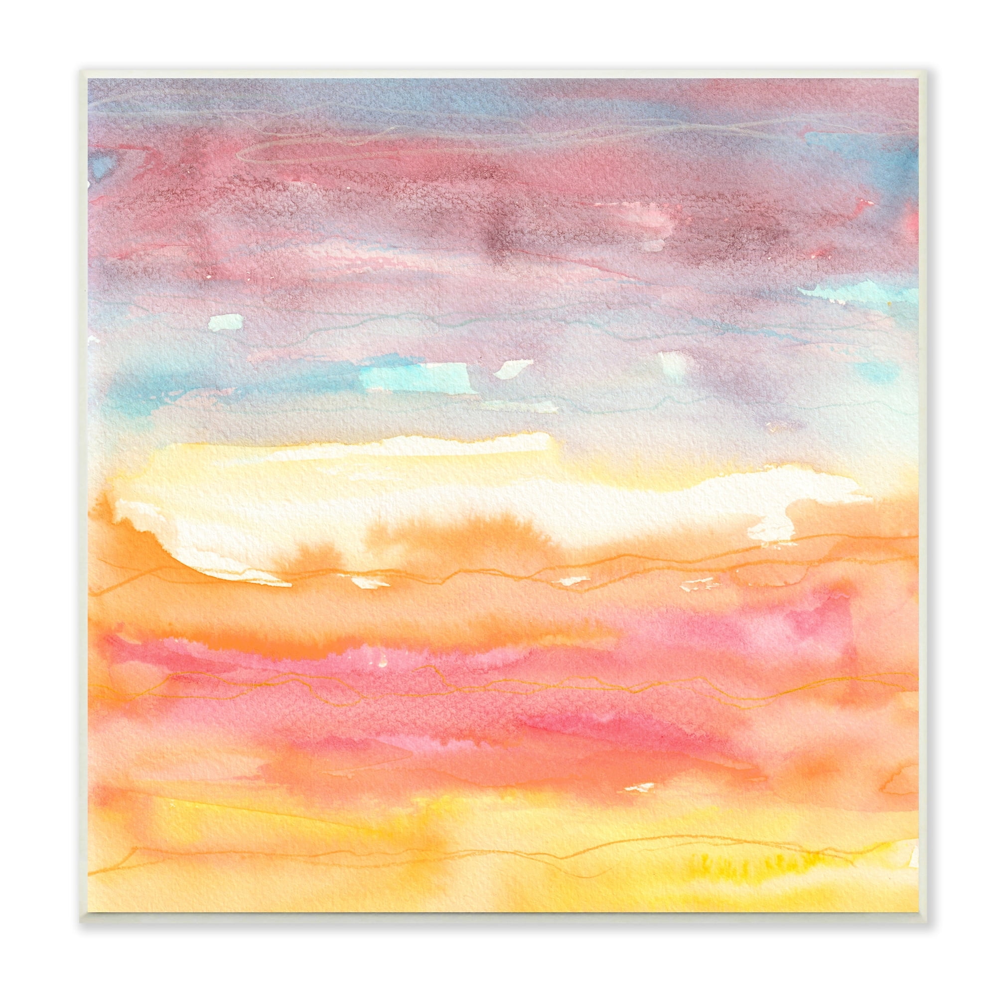 Stupell Industries Abstract Landscape Red Orange Sun Rays Watercolor Painting Unframed Art Print Wall Art, Design by Elvira Errico