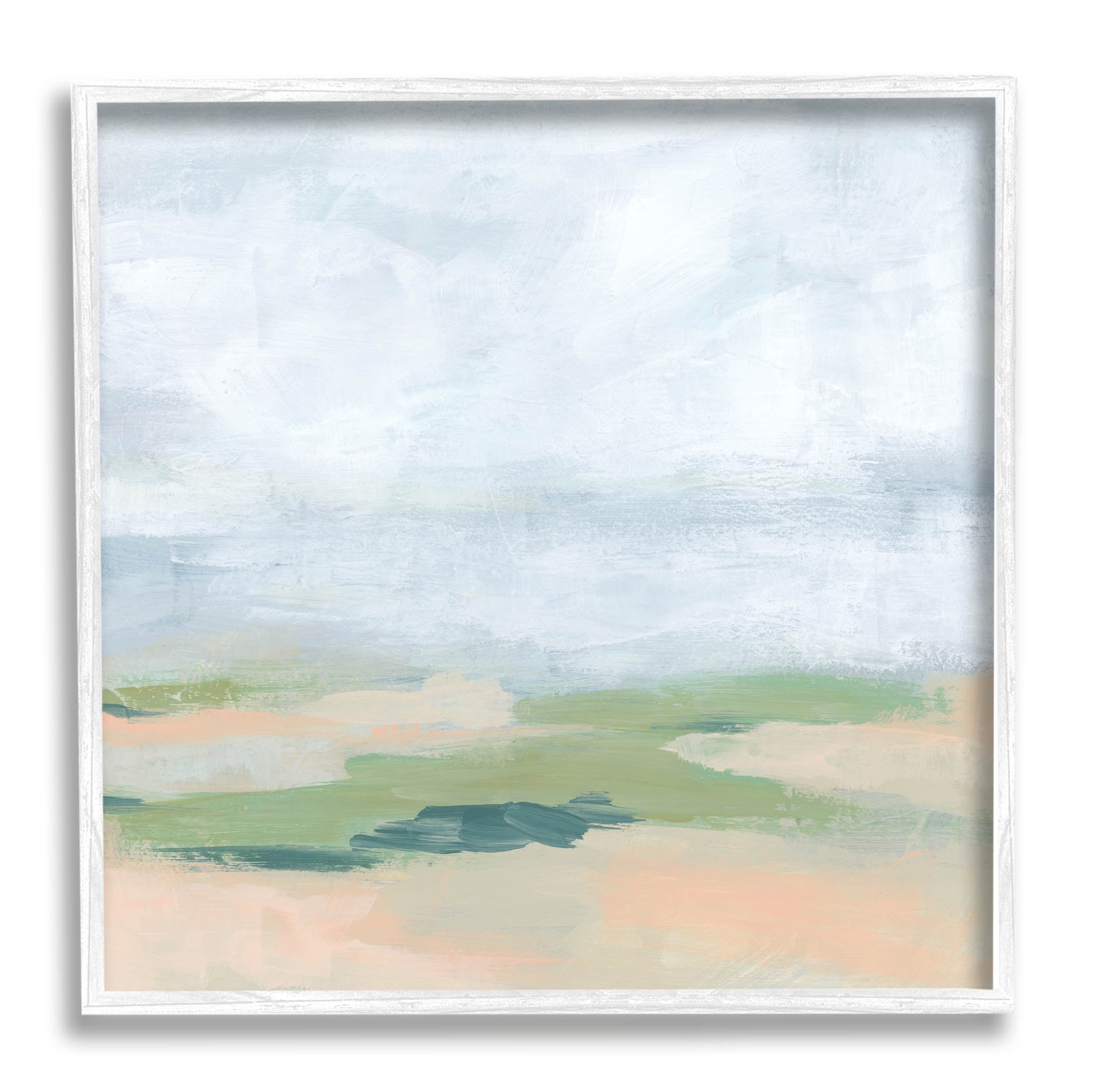 White Framed Abstract Landscape Canvas Print, 24" x 24"
