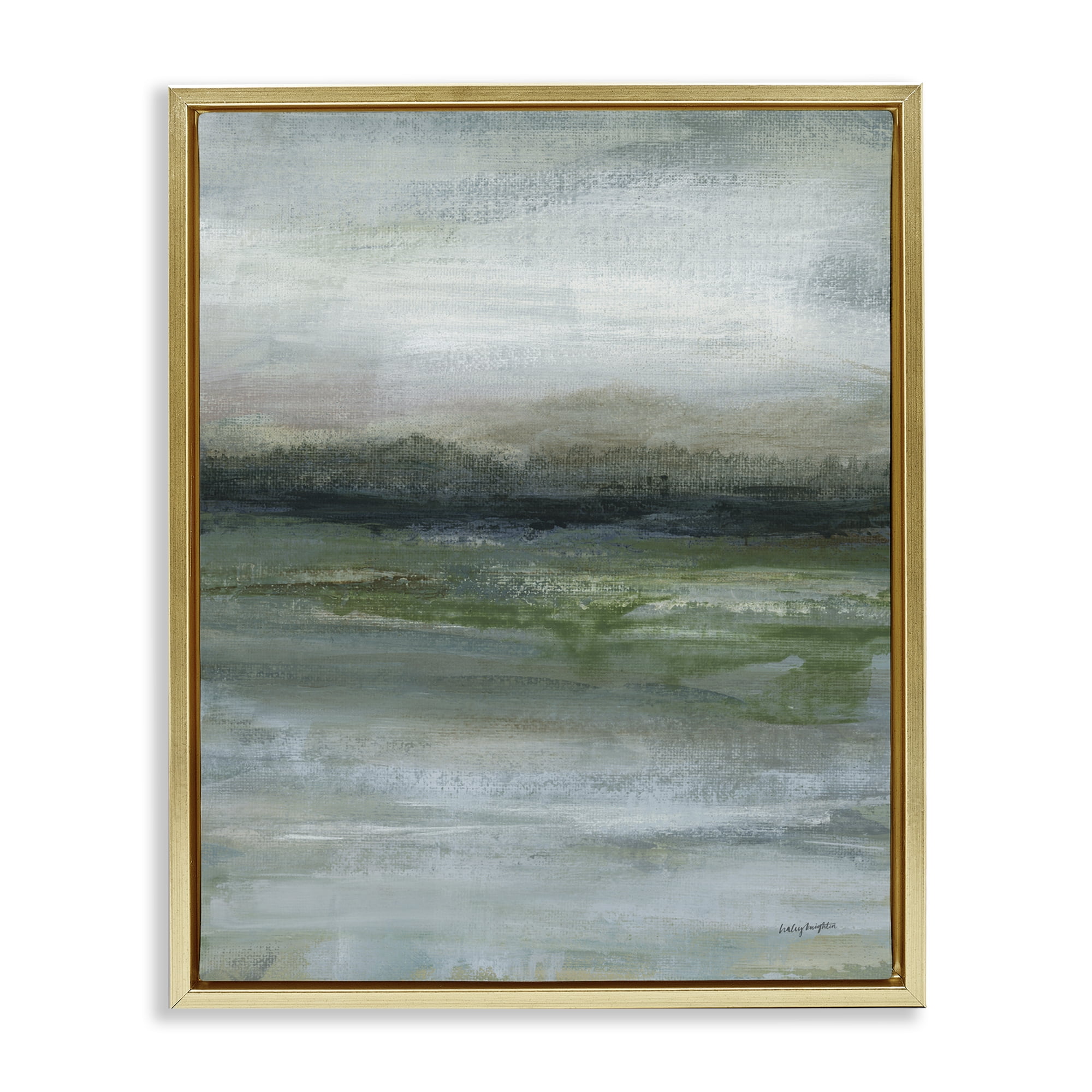 Stupell Industries Abstract Landscape View Abstract Painting Gold Floater Framed Canvas Art Print Wall Art, 17 x 21
