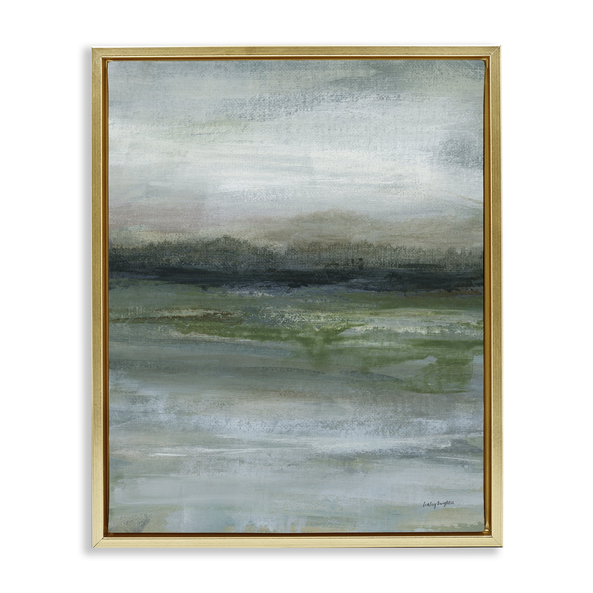 Stupell Industries Abstract Landscape View Abstract Painting Gold Floater Framed Canvas Art Print Wall Art, 25 x 31