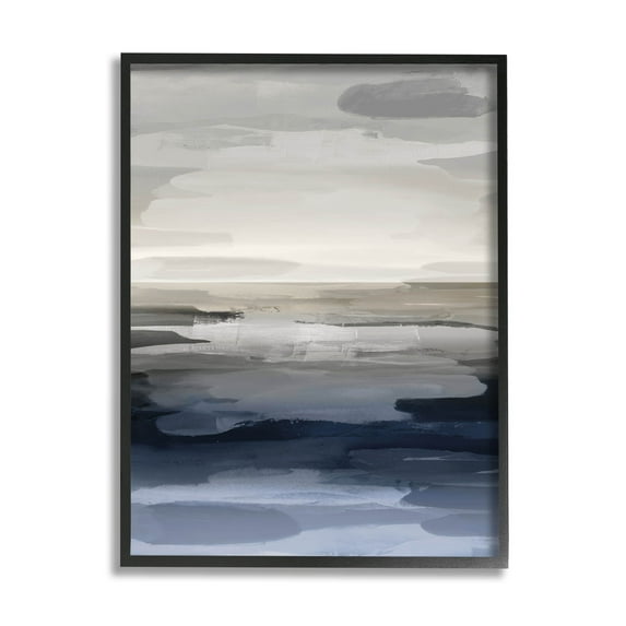 Stupell Industries Abstract Landscape Water Scenery Graphic Art Black Framed Art Print Wall Art, Design by Jackie Hanson