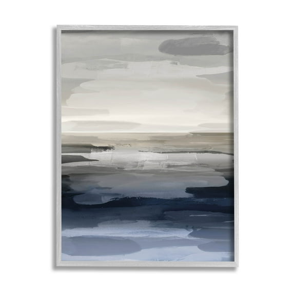 Stupell Industries Abstract Landscape Water Scenery Graphic Art Gray Framed Art Print Wall Art, Design by Jackie Hanson