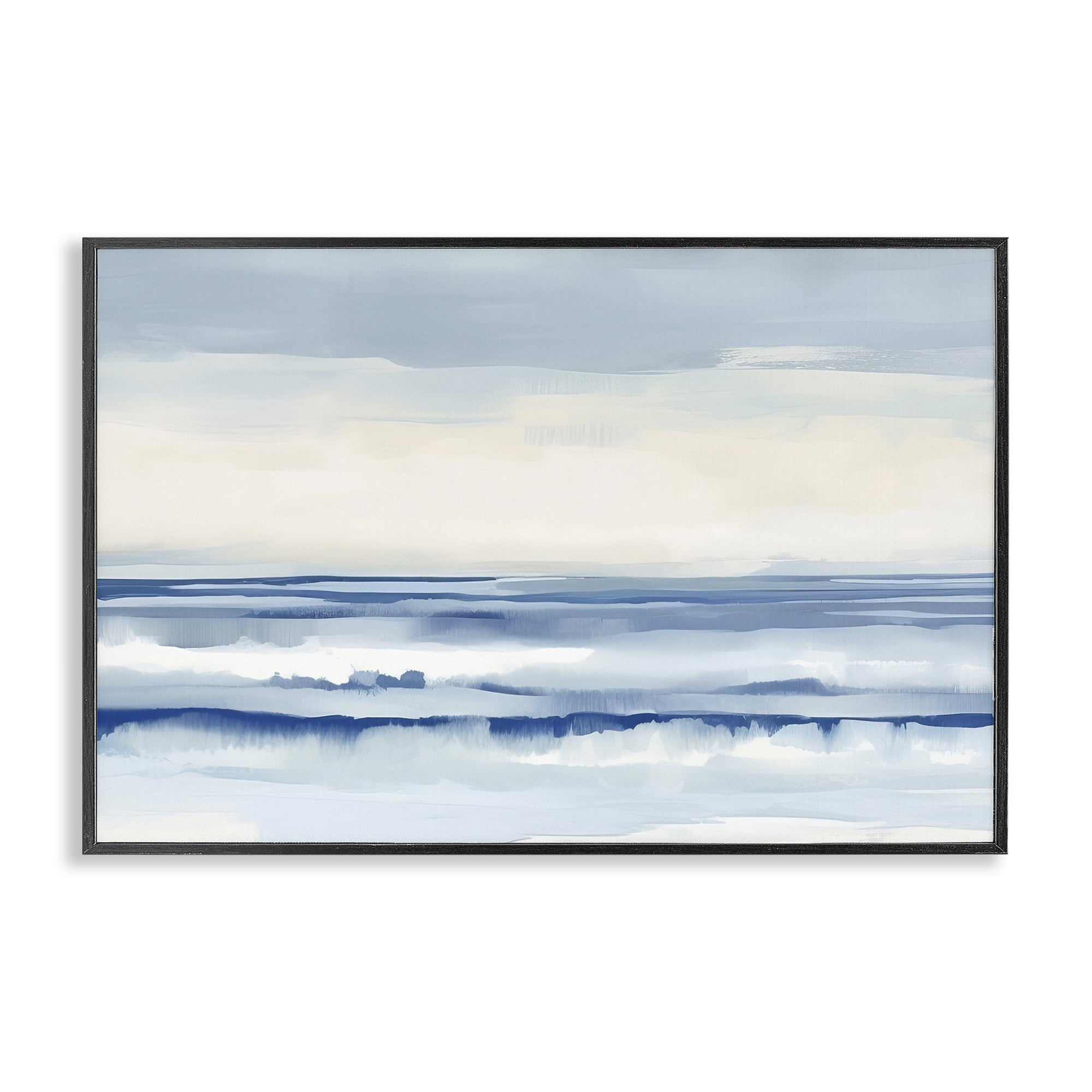 Stupell Industries Abstract Layered Beach Waves Abstract Painting Black Framed Art Print Wall Art, 24 x 16