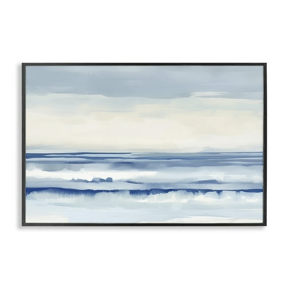 Stupell Industries Abstract Layered Beach Waves Abstract Painting Black Framed Art Print Wall Art, 30 x 20