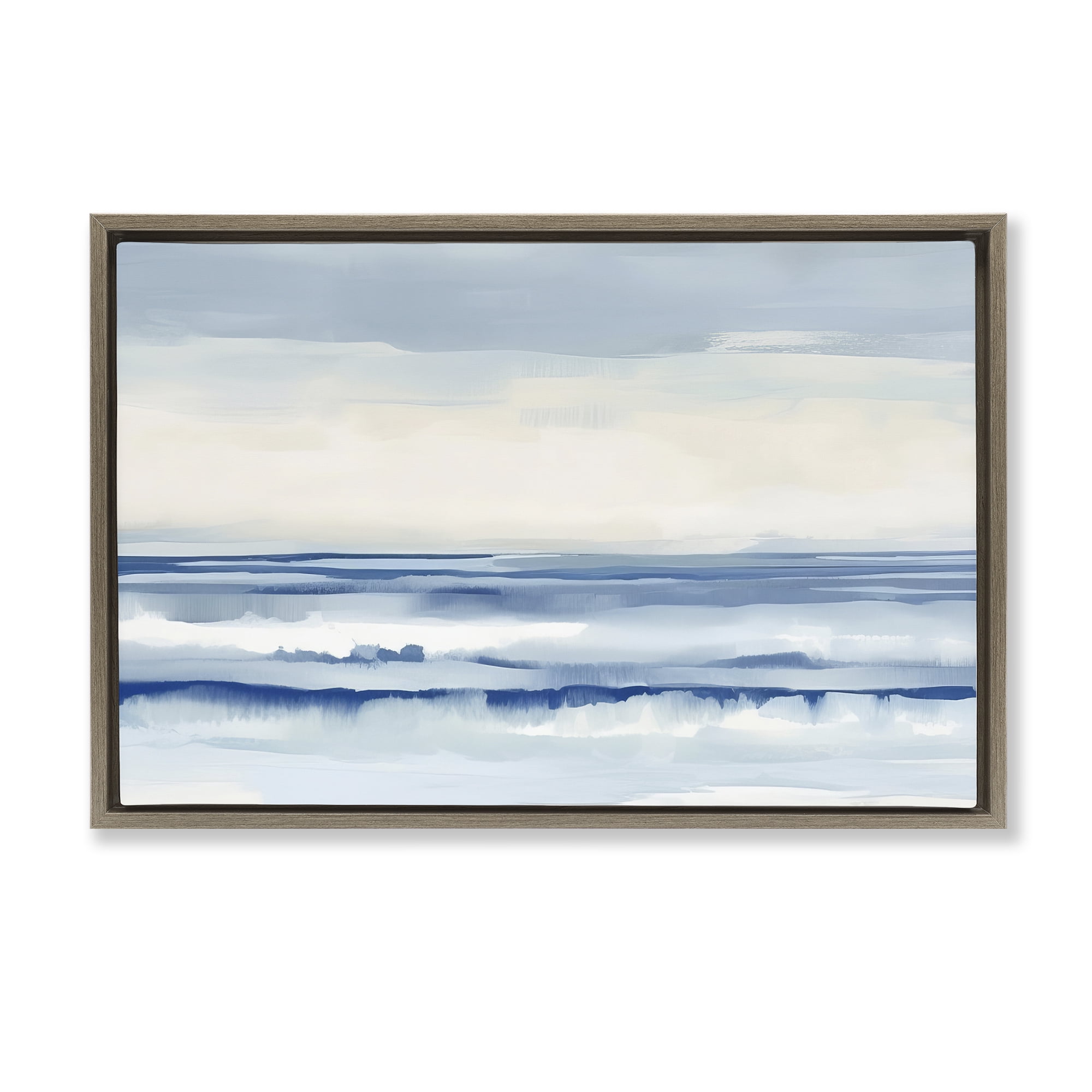 Stupell Industries Abstract Layered Beach Waves Abstract Painting Brown Floater Framed Canvas Art Print Wall Art, 25 x 17