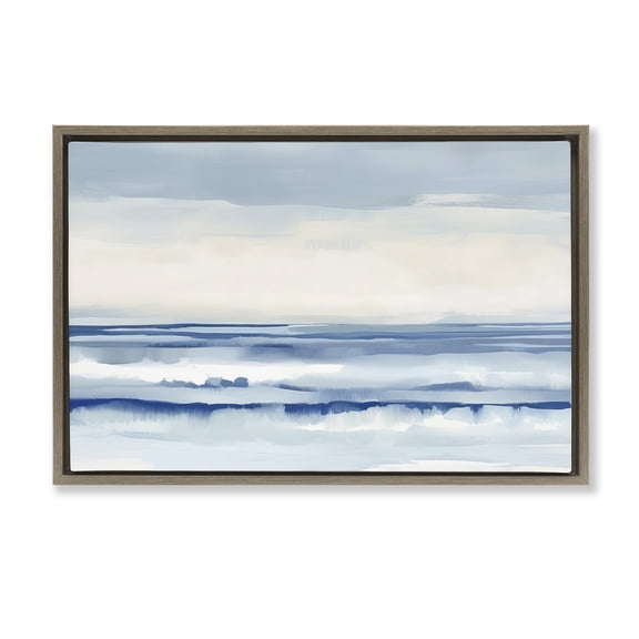 Stupell Industries Abstract Layered Beach Waves Abstract Painting Brown Floater Framed Canvas Art Print Wall Art, 25 x 17