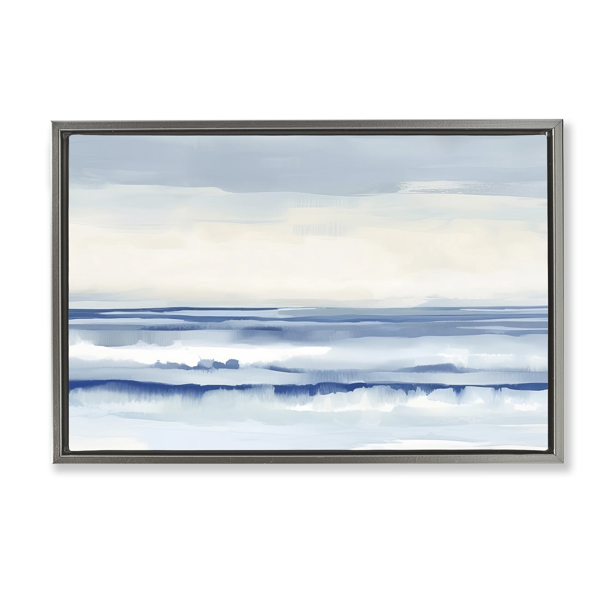 Stupell Industries Abstract Layered Beach Waves Abstract Painting Gray Floater Framed Canvas Art Print Wall Art, 25 x 17