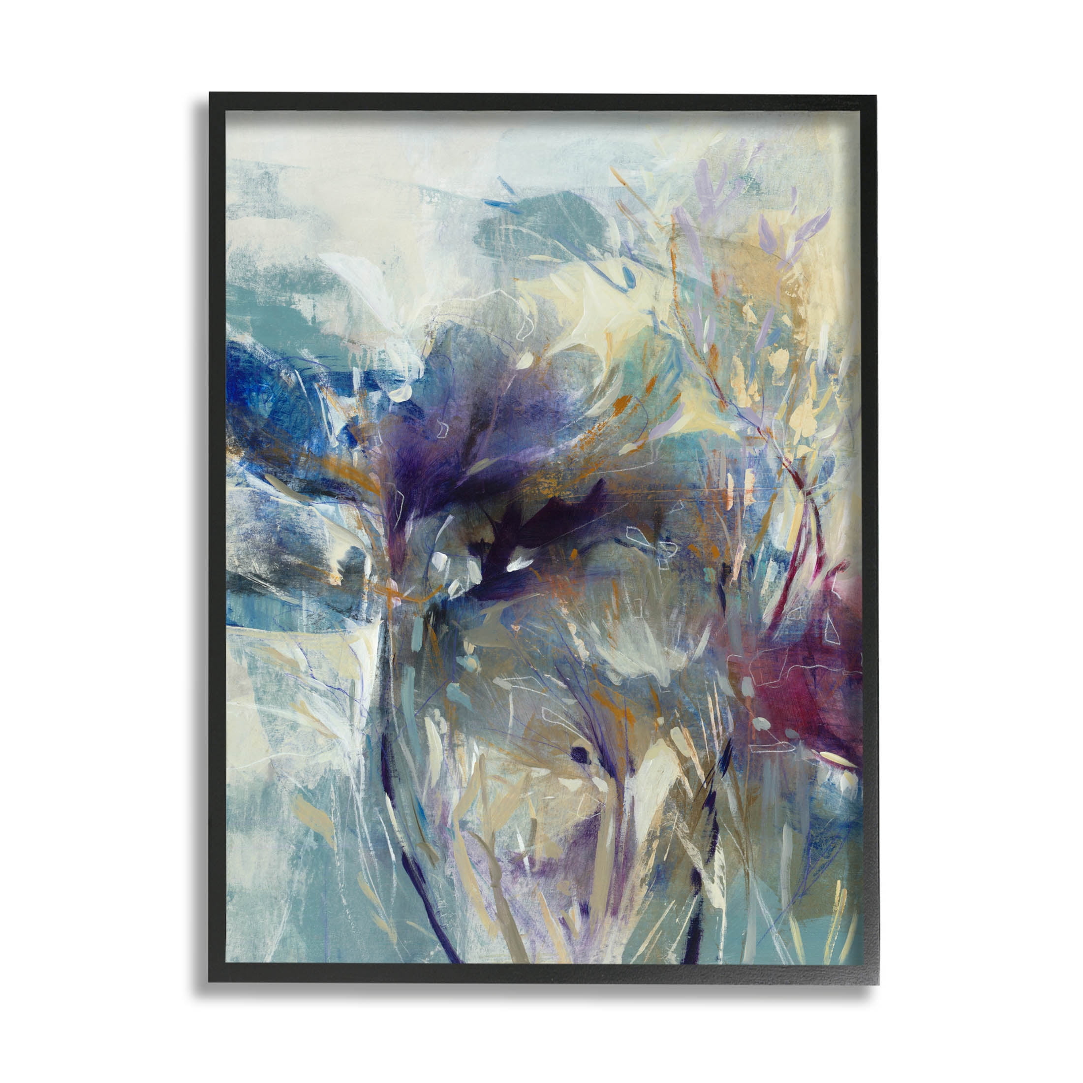 Stupell Industries Abstract Layered Botanical Arrangement Painting Black Framed Art Print Wall Art, Design by K. Nari